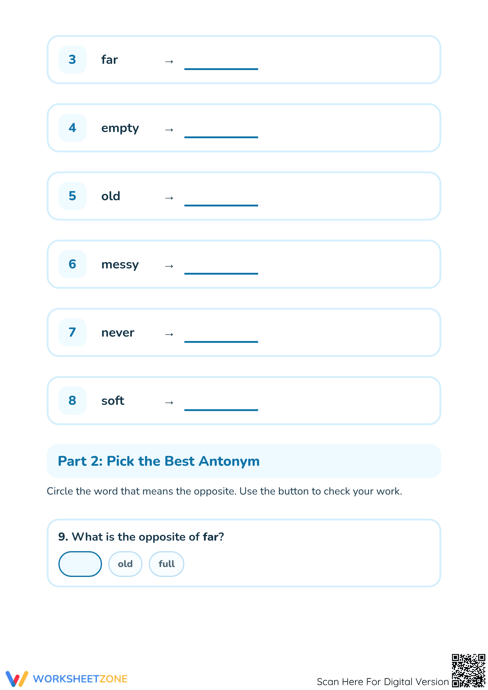Printable Grade 1 Matching Antonyms Worksheet - Page 2