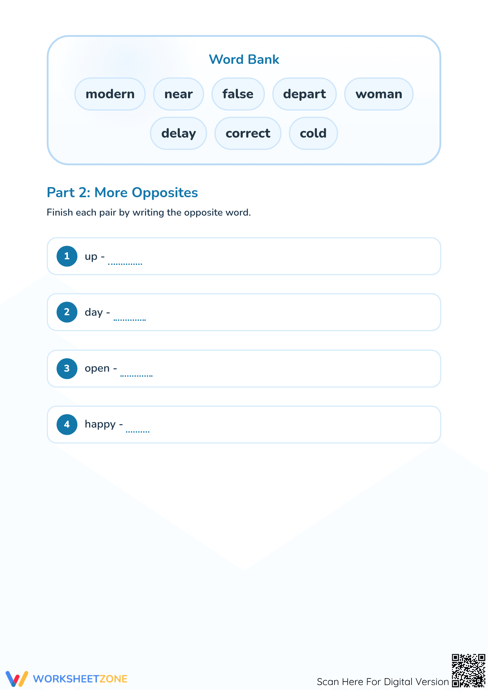 Printable Antonyms Matching Worksheet | Grade 1 ELA - Page 2