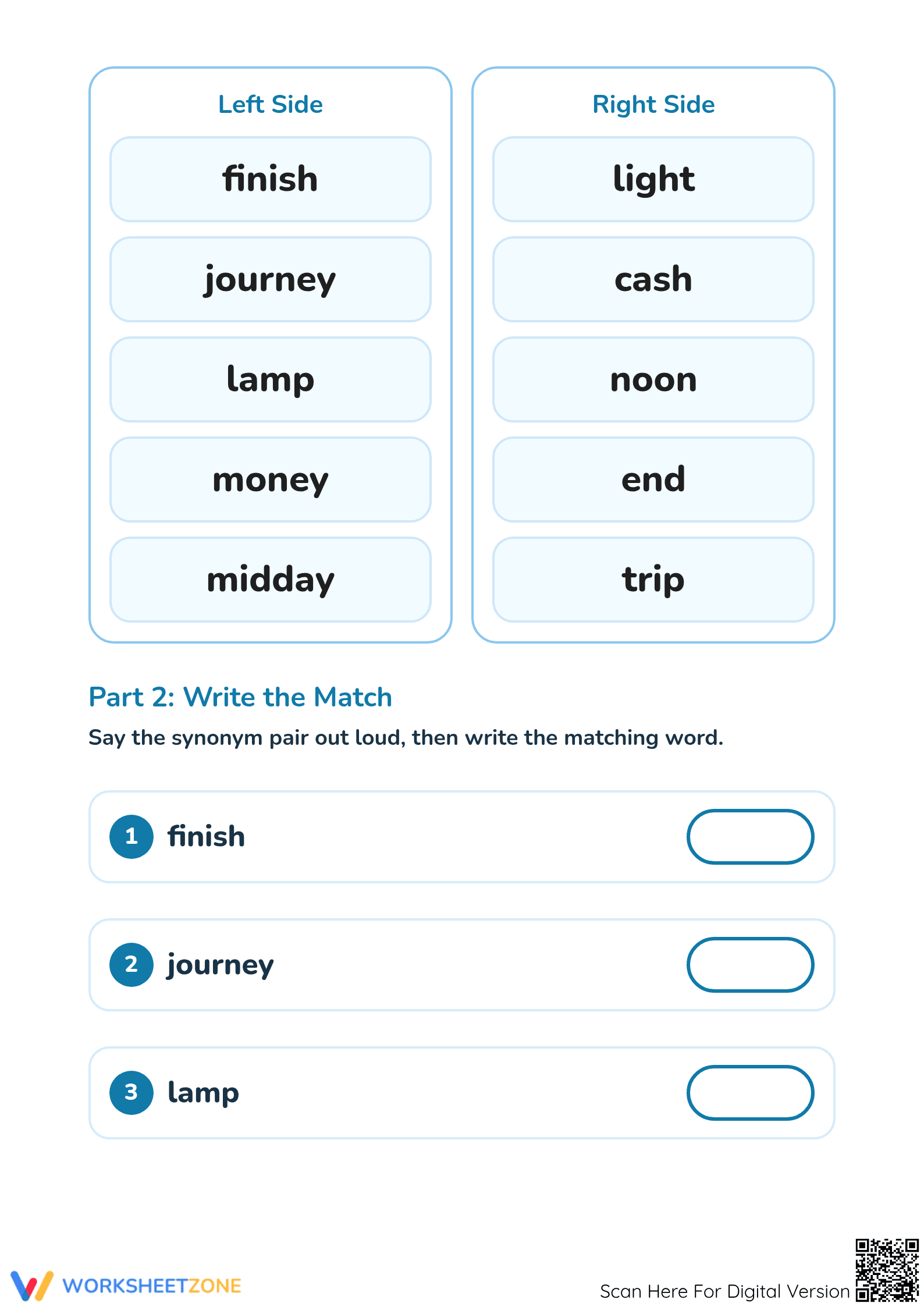 Printable Matching Synonyms Worksheet | Grade K ELA - Page 2