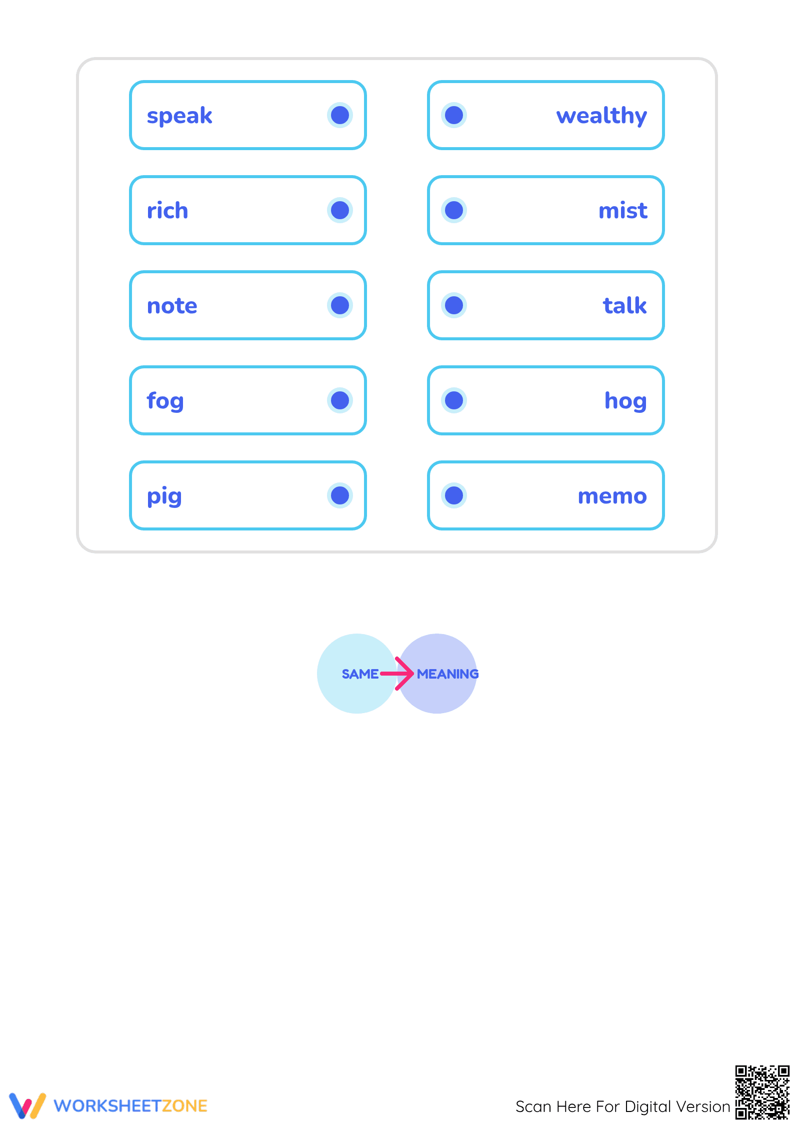 Printable Matching Synonyms Worksheet | Grade K ELA - Page 2
