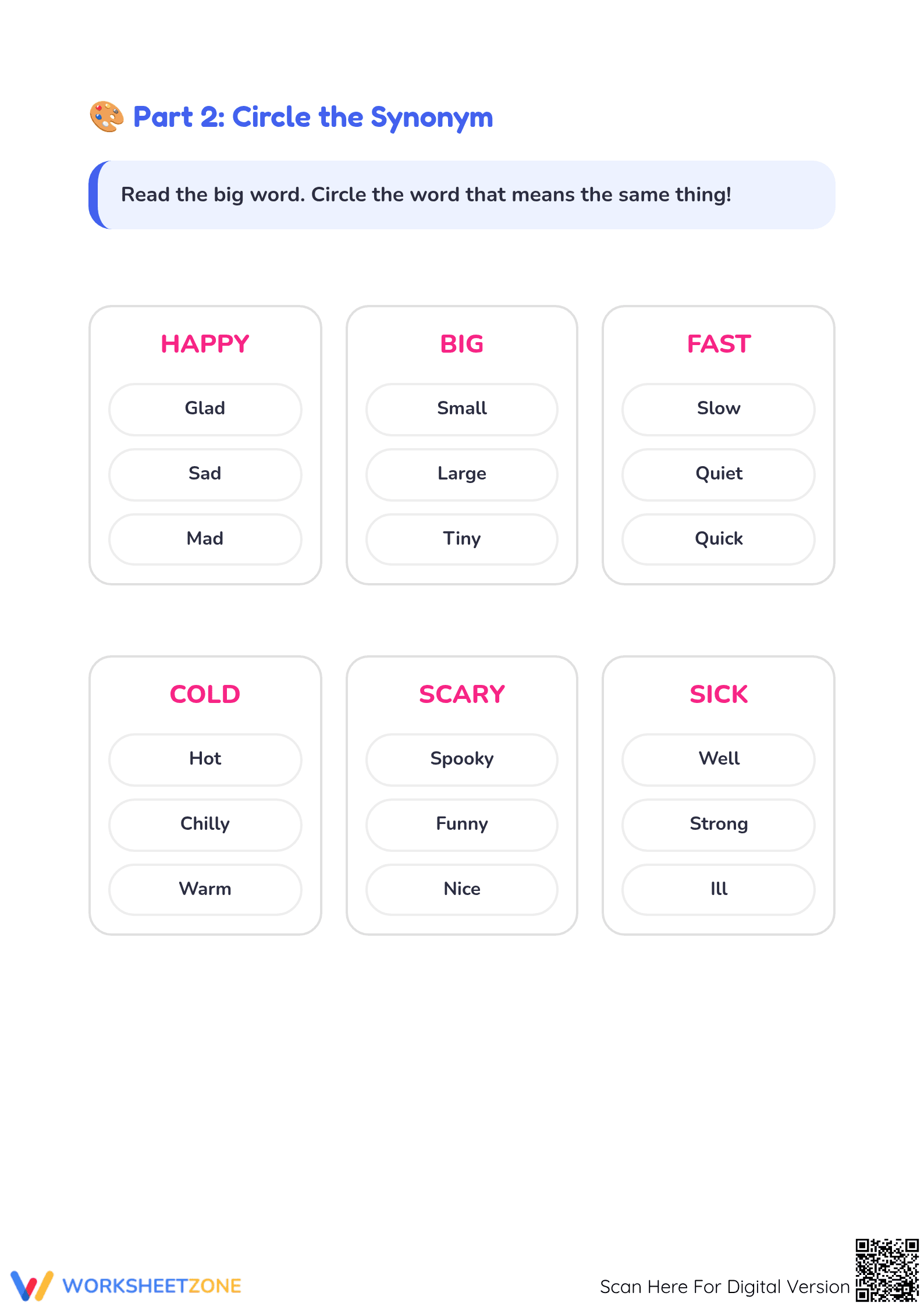 Printable Matching Synonyms Worksheet | Grade K ELA - Page 3