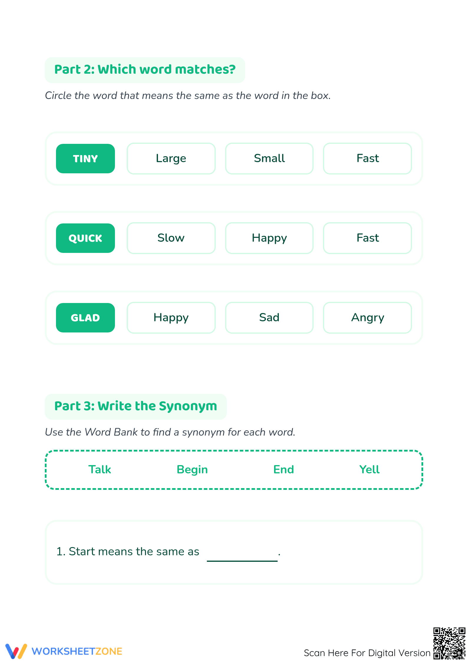 Kindergarten Synonym Matching Worksheet | Essential - Page 2