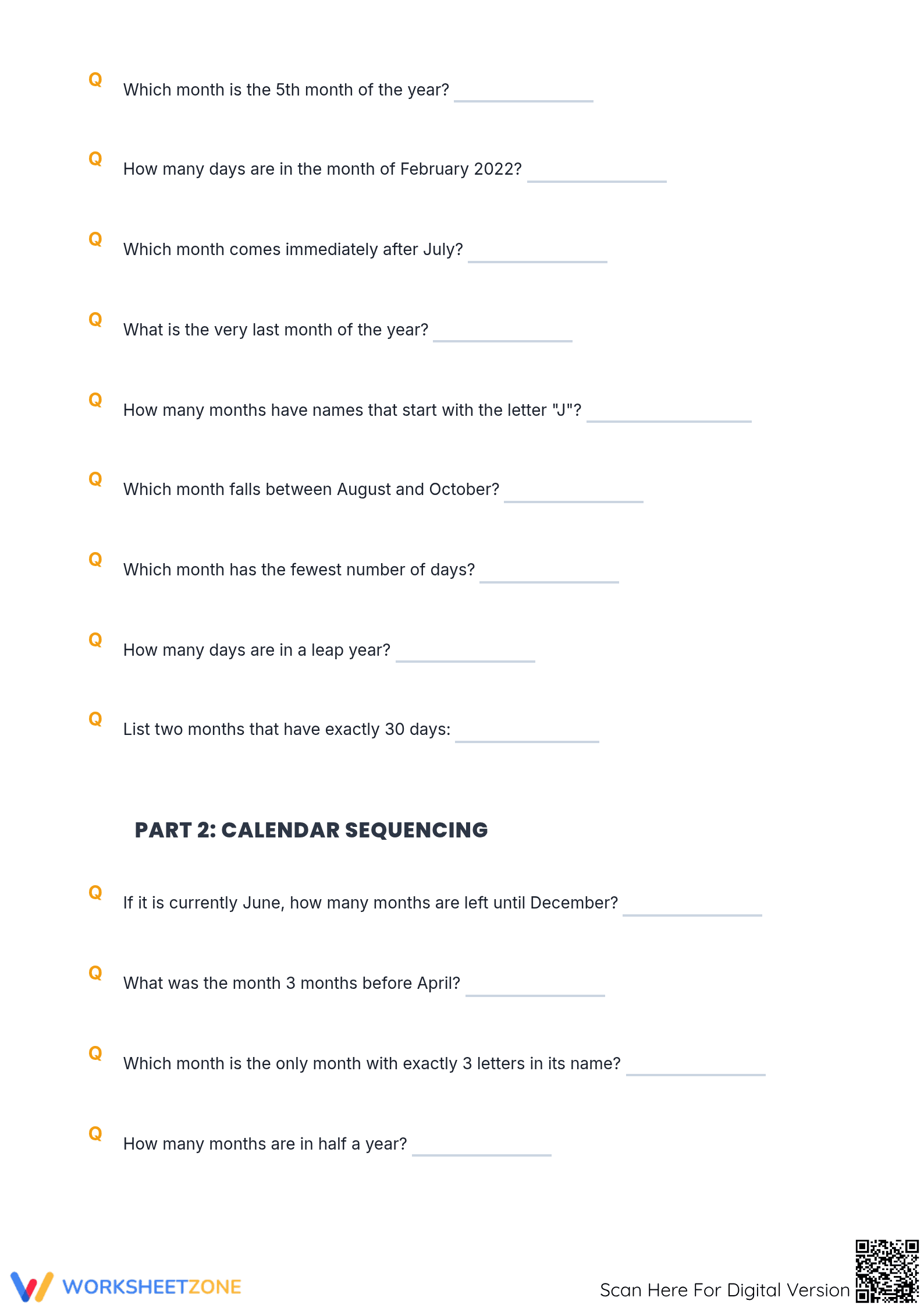 Reading Calendar Mastery Worksheet | Grade 2-4 Essential - Page 2