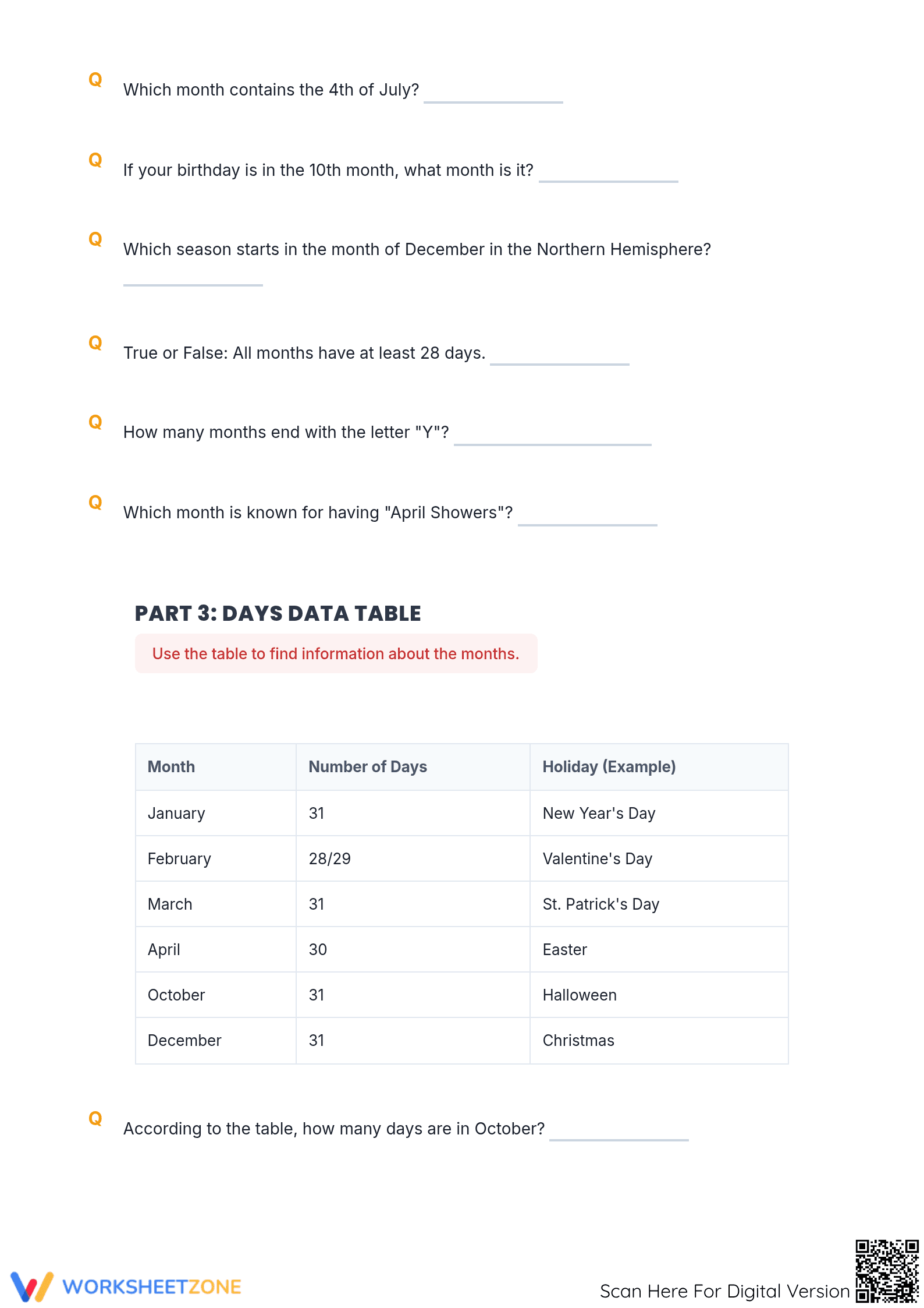 Reading Calendar Mastery Worksheet | Grade 2-4 Essential - Page 3