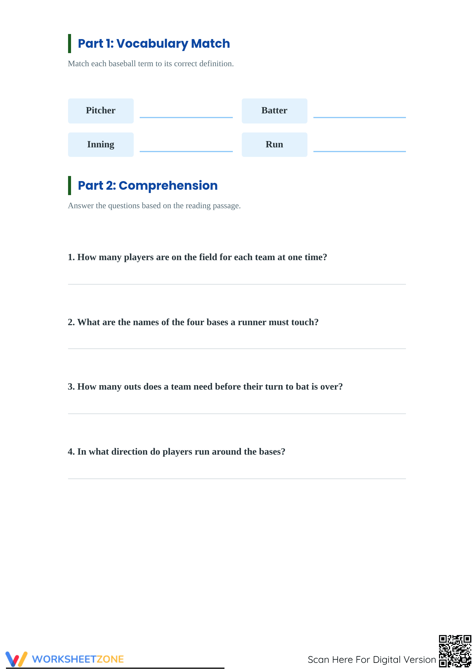 Essential Grade 3 Baseball Reading Worksheet | Printable - Page 2