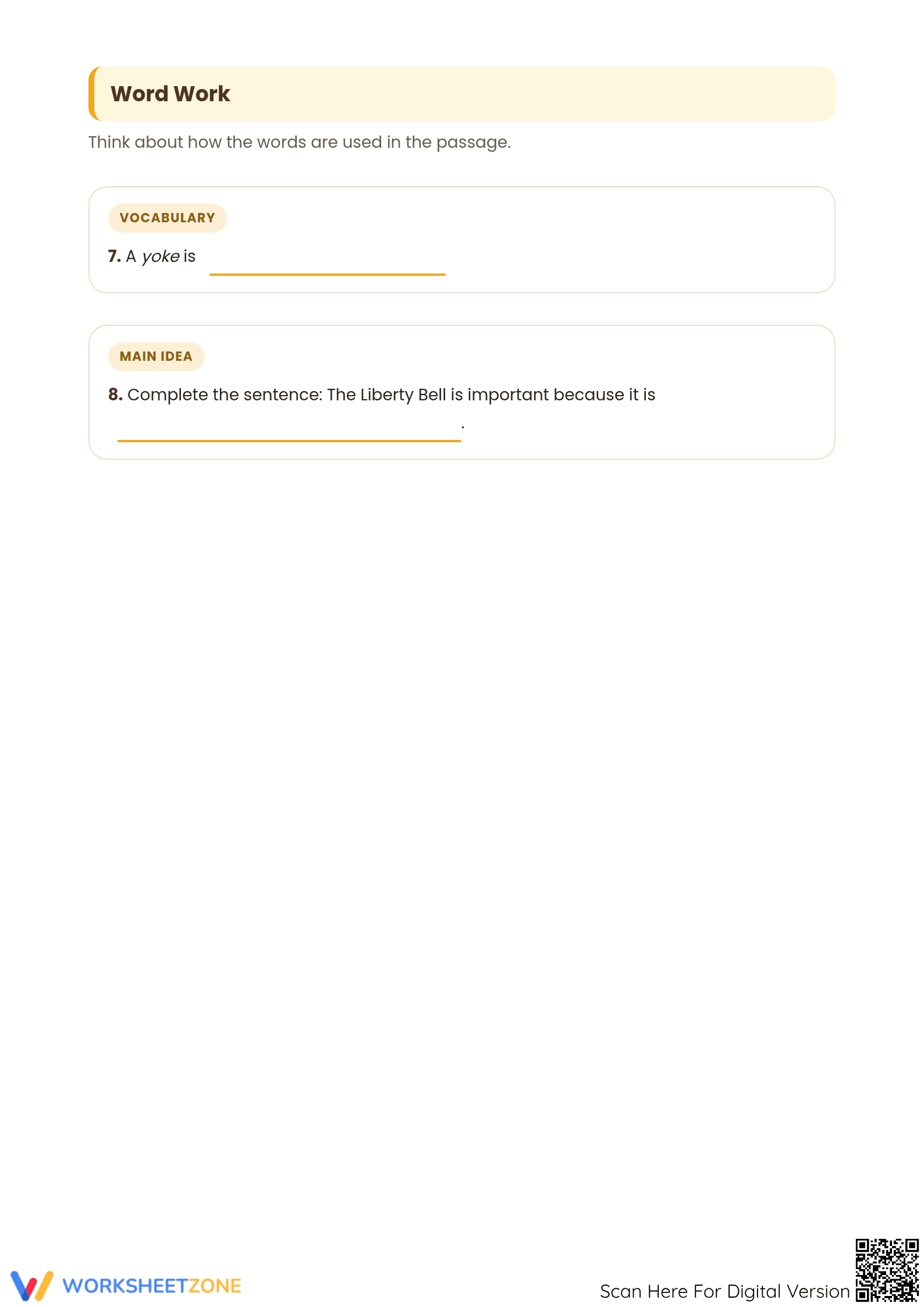 Printable Liberty Bell Reading Worksheet | Grade 3 - Page 3