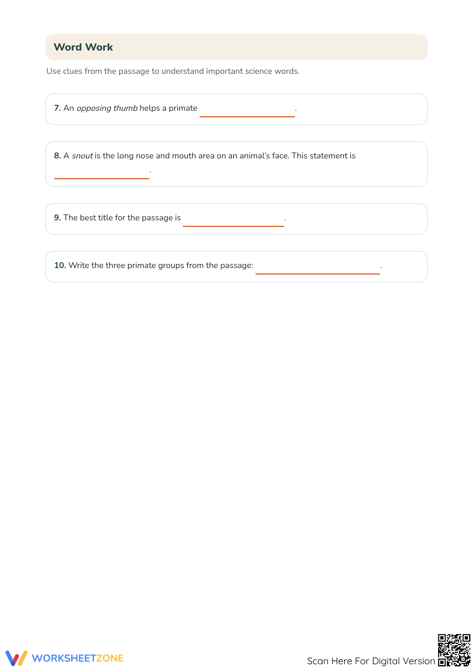 Is That Really a Monkey? Worksheet | Grade 3 Printable - Page 3