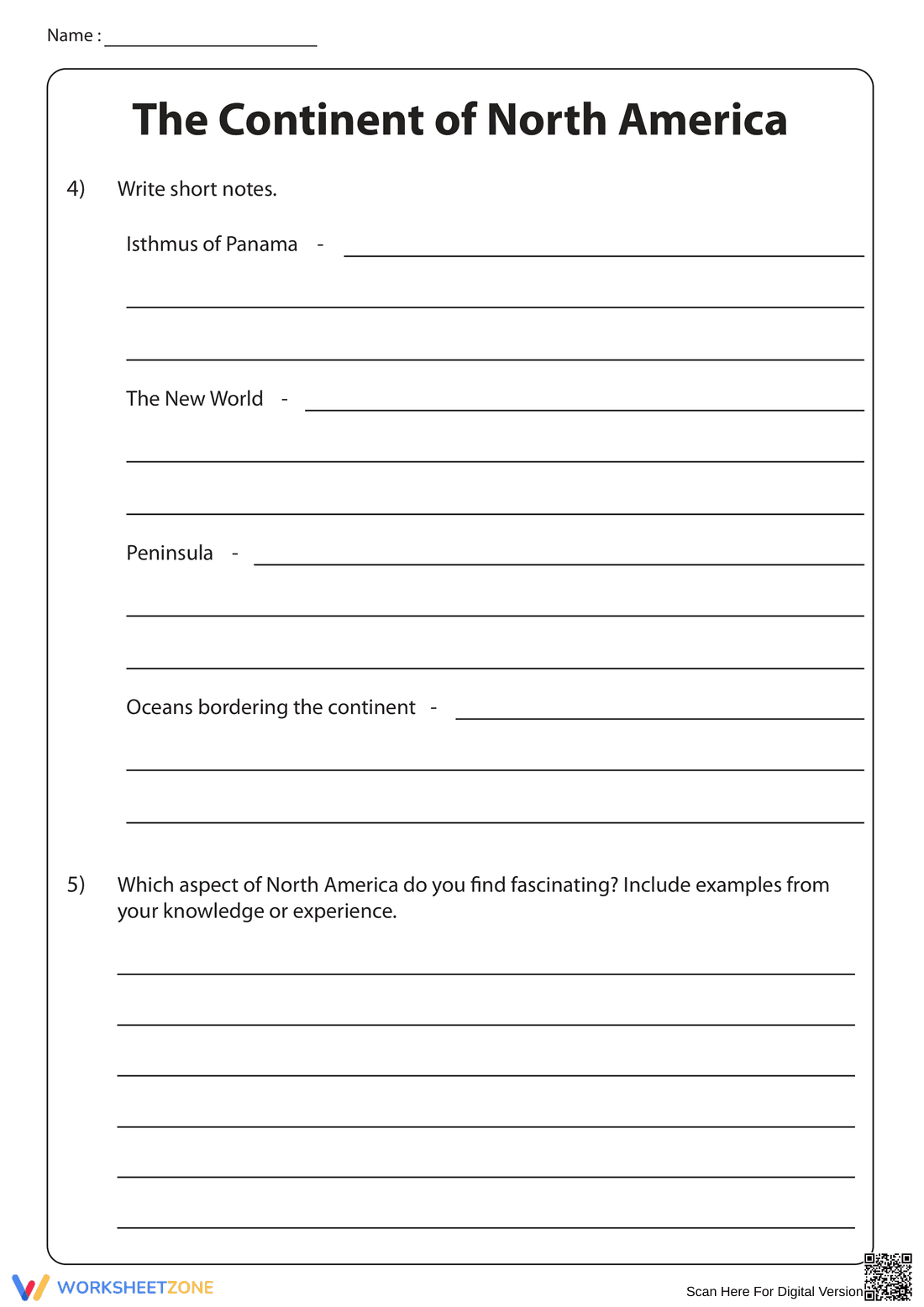 The Continent of North America Worksheet - Page 4