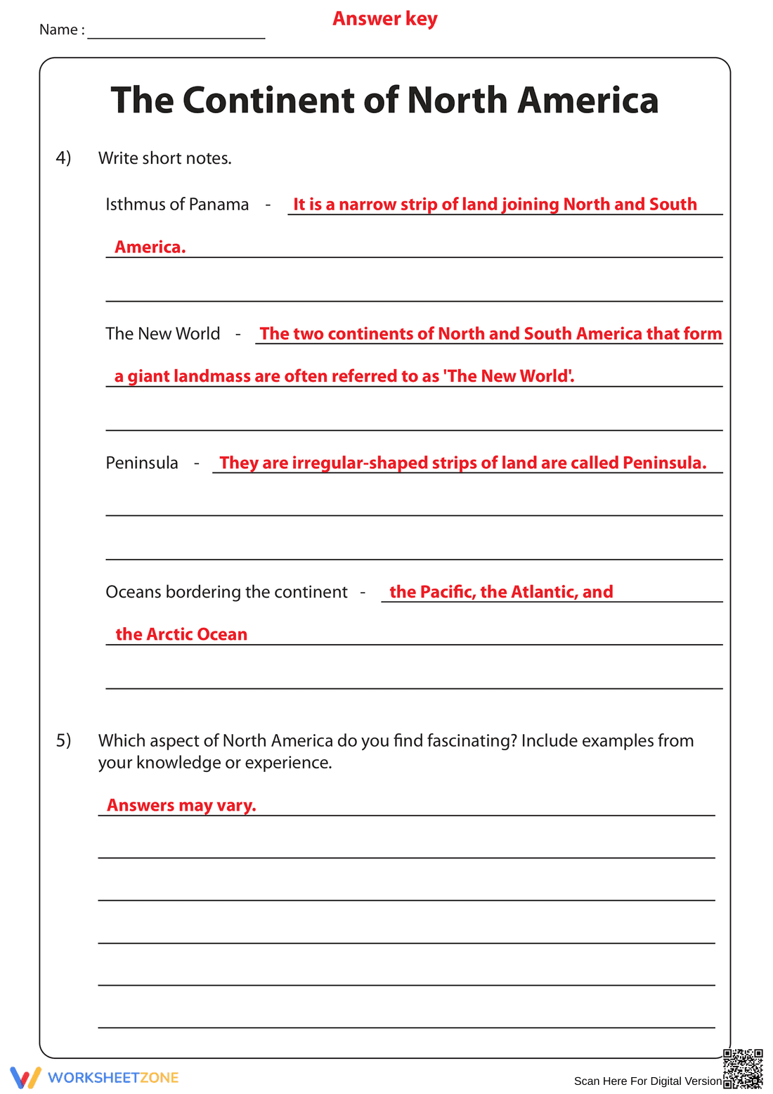 The Continent of North America Worksheet - Page 6