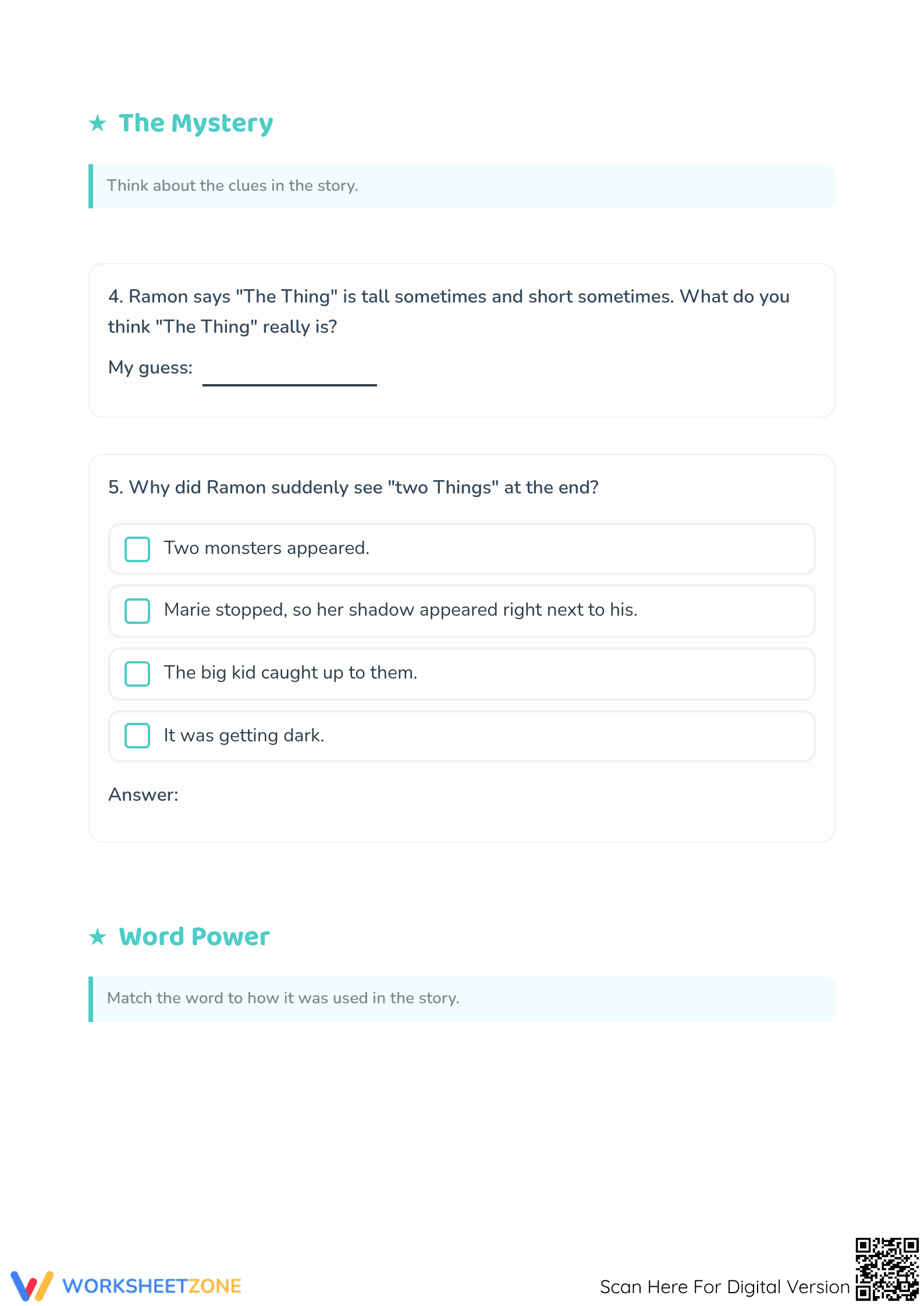 Running with the Thing Worksheet | Aligned Grade 3 ELA - Page 4