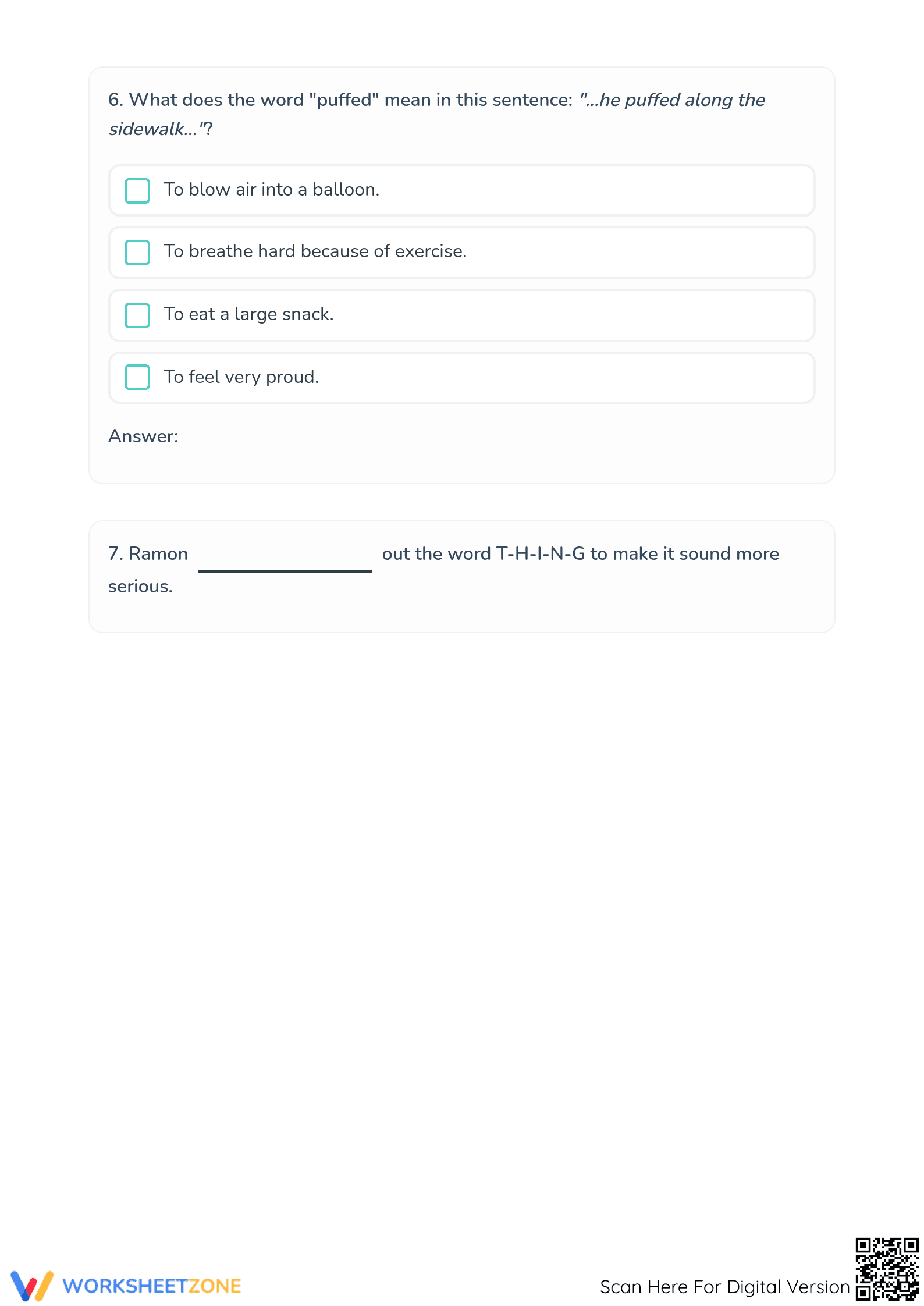 Running with the Thing Worksheet | Aligned Grade 3 ELA - Page 5