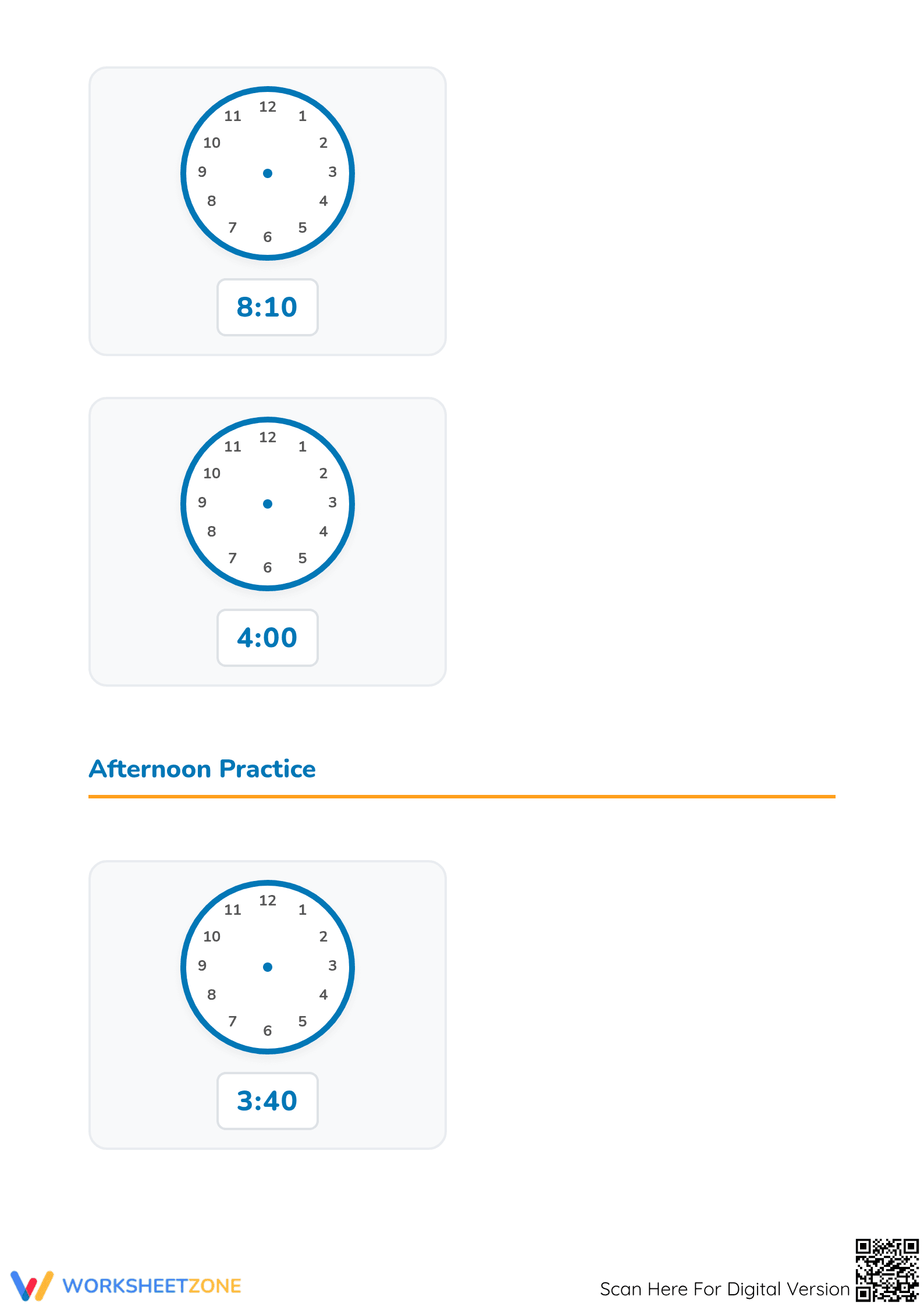 Printable Telling Time Worksheet | Grade 2-4 Aligned - Page 2