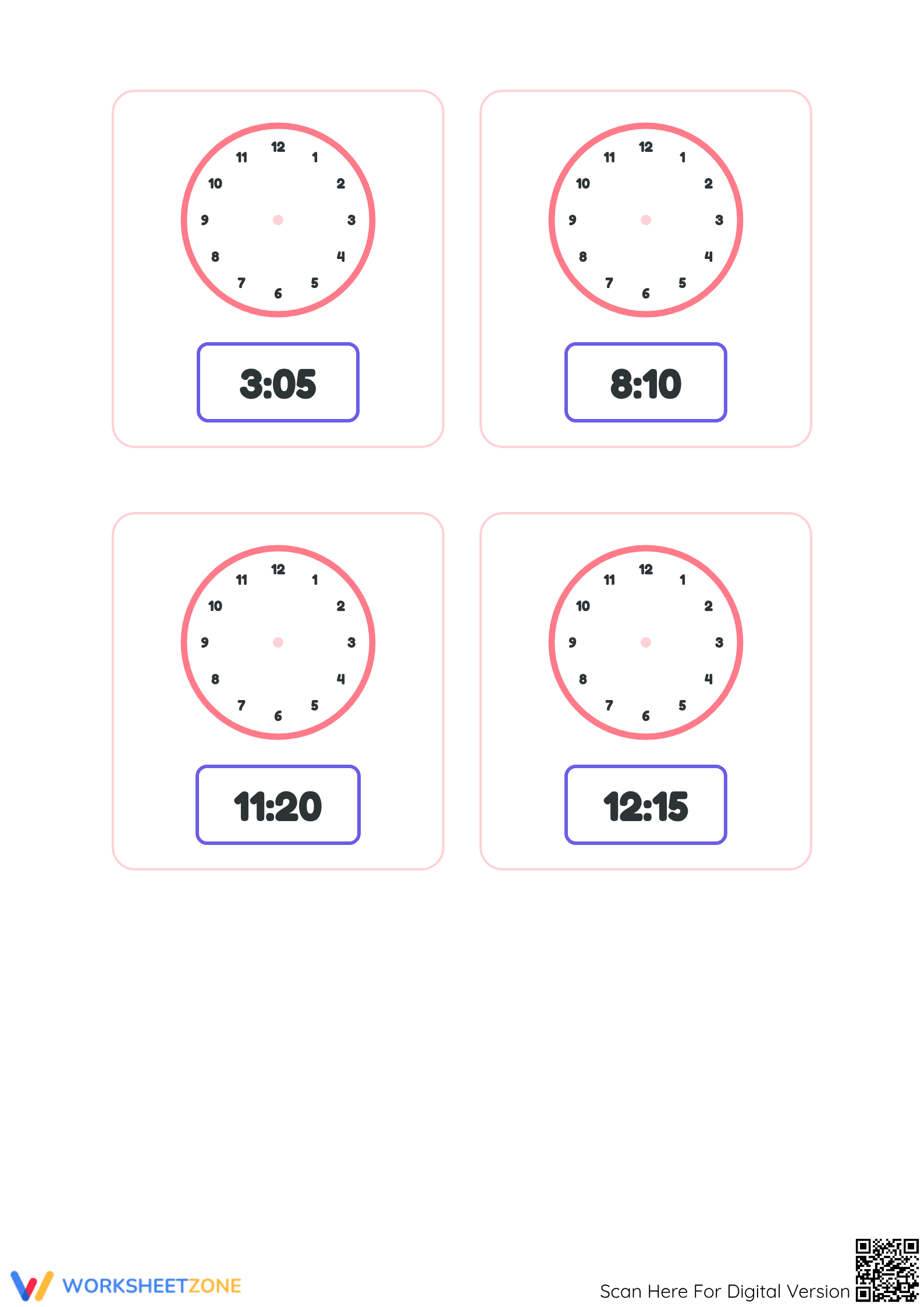Printable Telling Time Worksheet | Grade 2-4 Math Practice - Page 2
