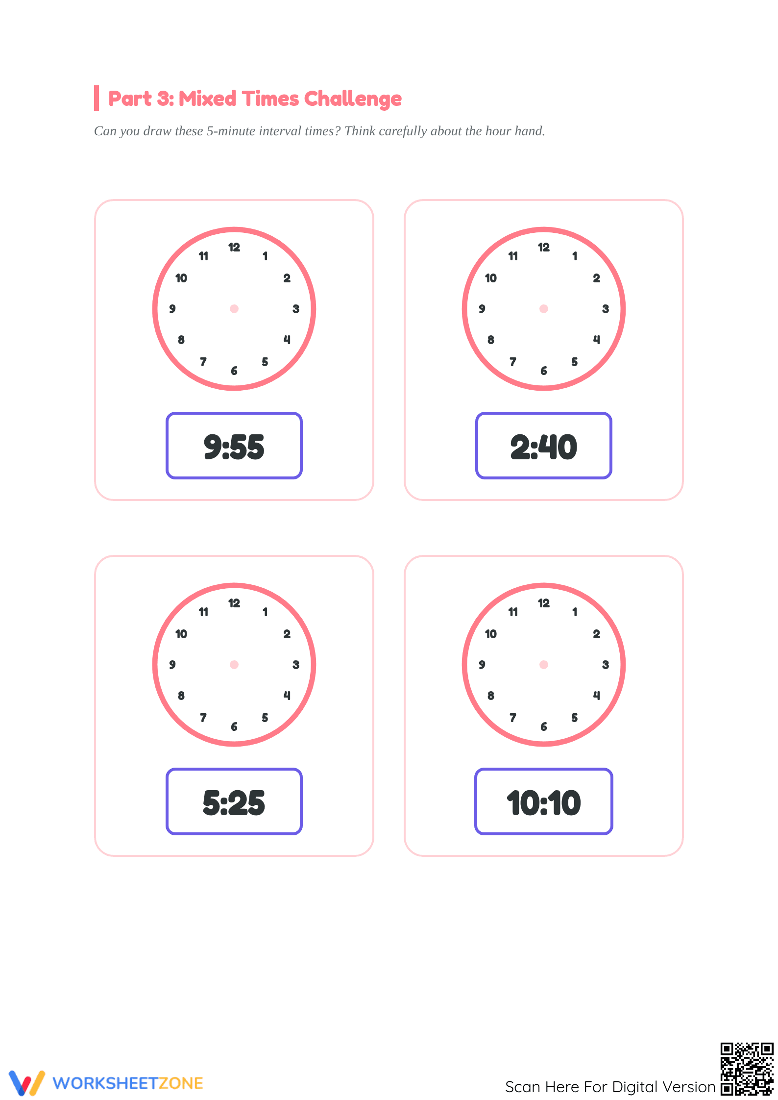 Printable Telling Time Worksheet | Grade 2-4 Math Practice - Page 5