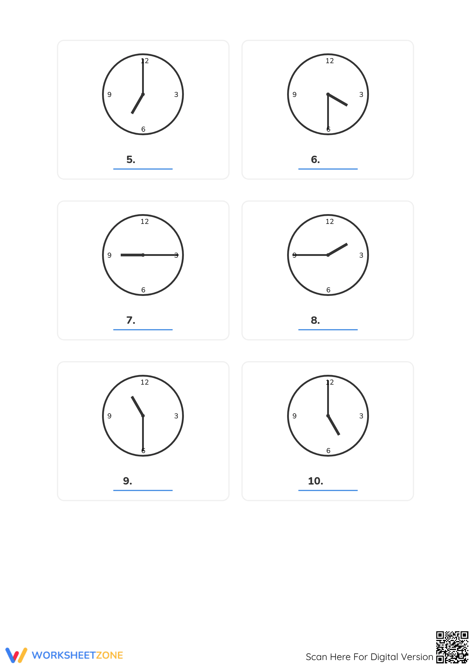 Printable Telling Time Worksheet | Grade 2-4 Math - Page 2