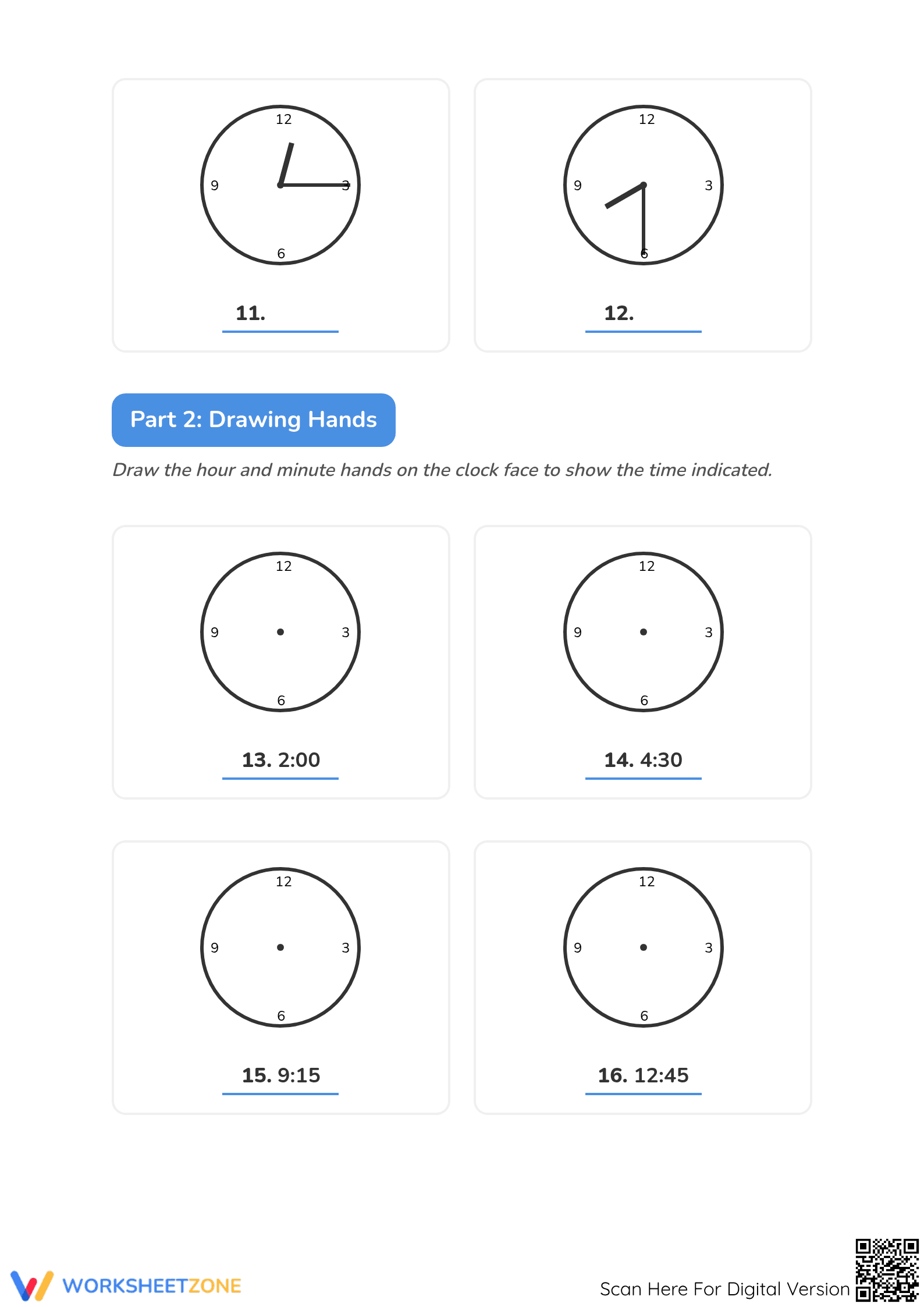 Printable Telling Time Worksheet | Grade 2-4 Math - Page 3