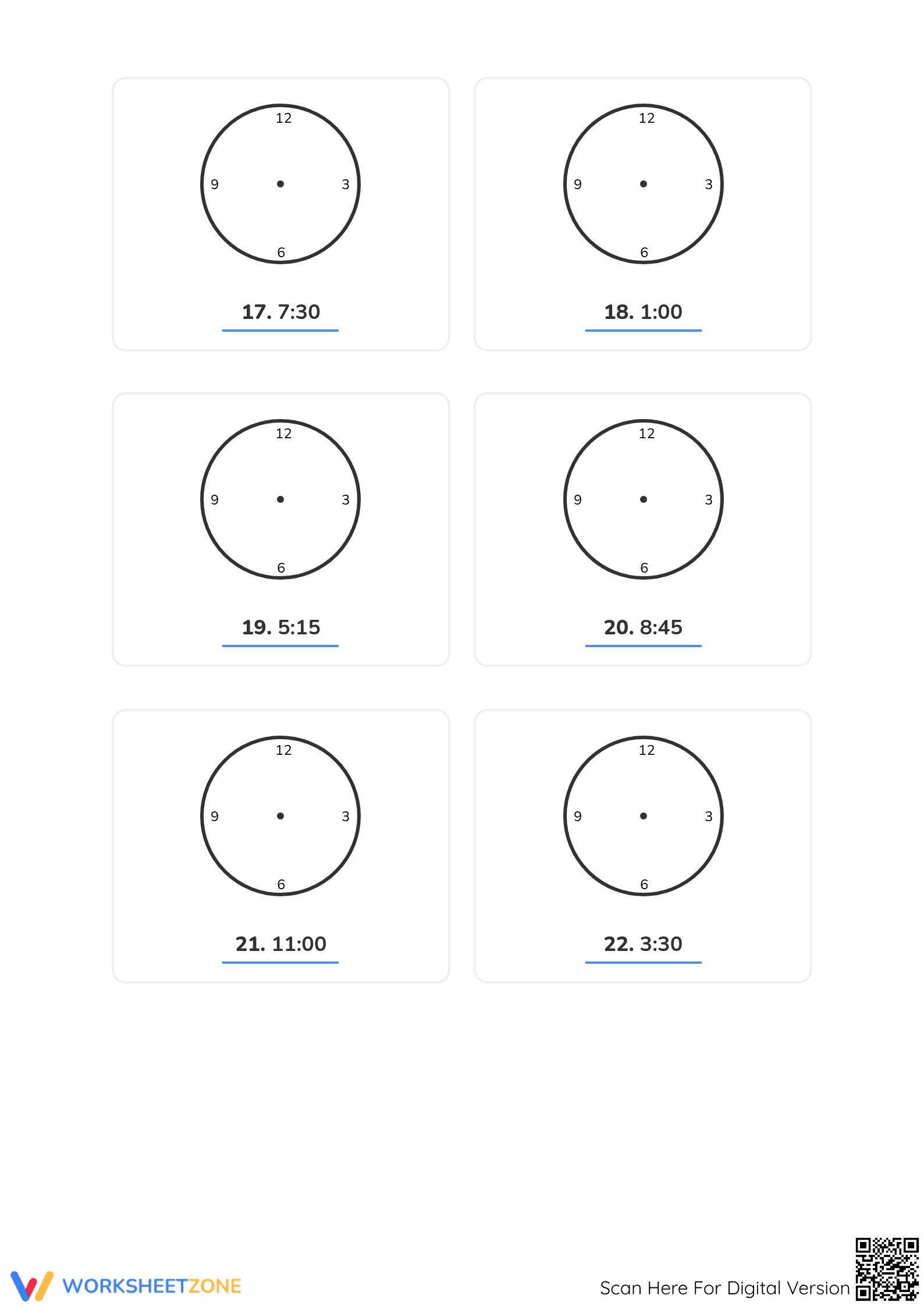 Printable Telling Time Worksheet | Grade 2-4 Math - Page 4