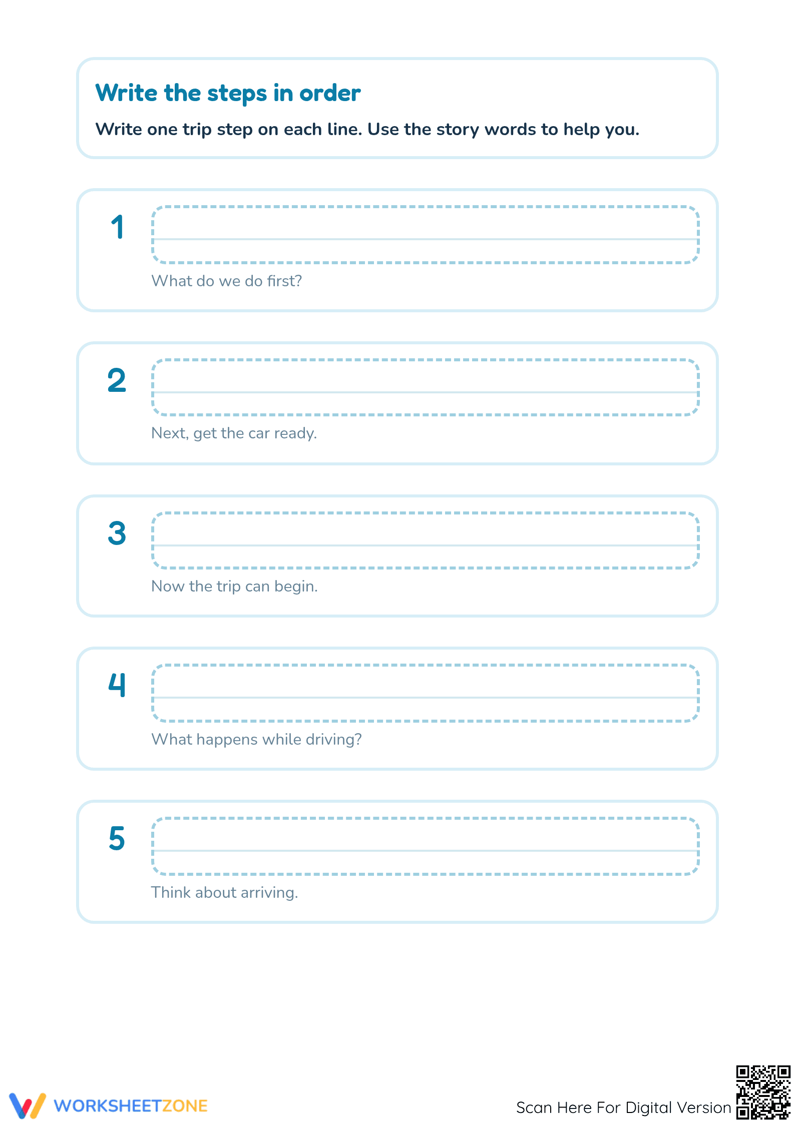 Printable Sequencing Story Steps Worksheet | Grade K ELA - Page 2