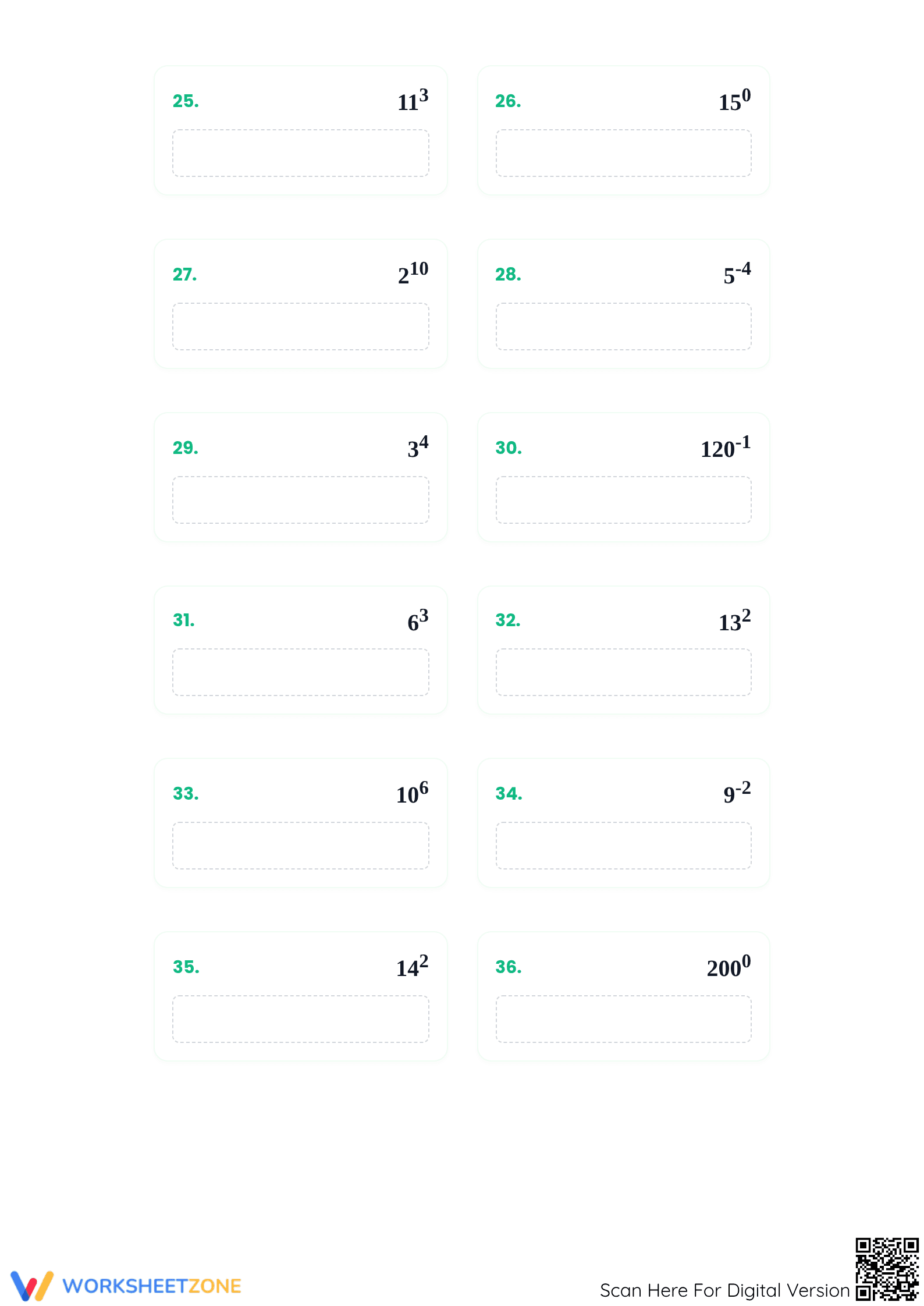 Essential Simplifying Exponents Worksheet | Grade 6-8 Math - Page 4