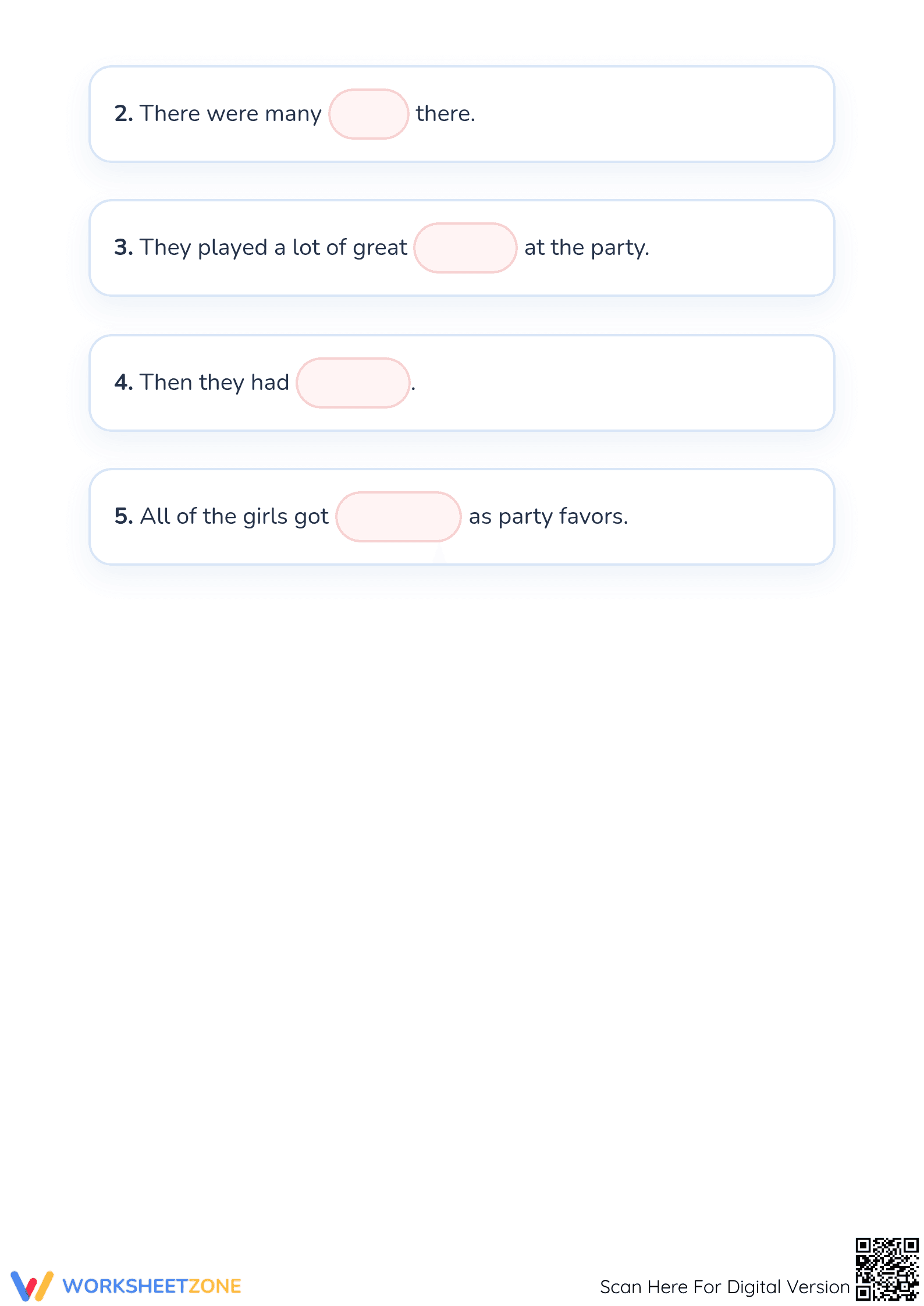 Printable Kindergarten ELA: Birthday Party Reading Worksheet - Page 4