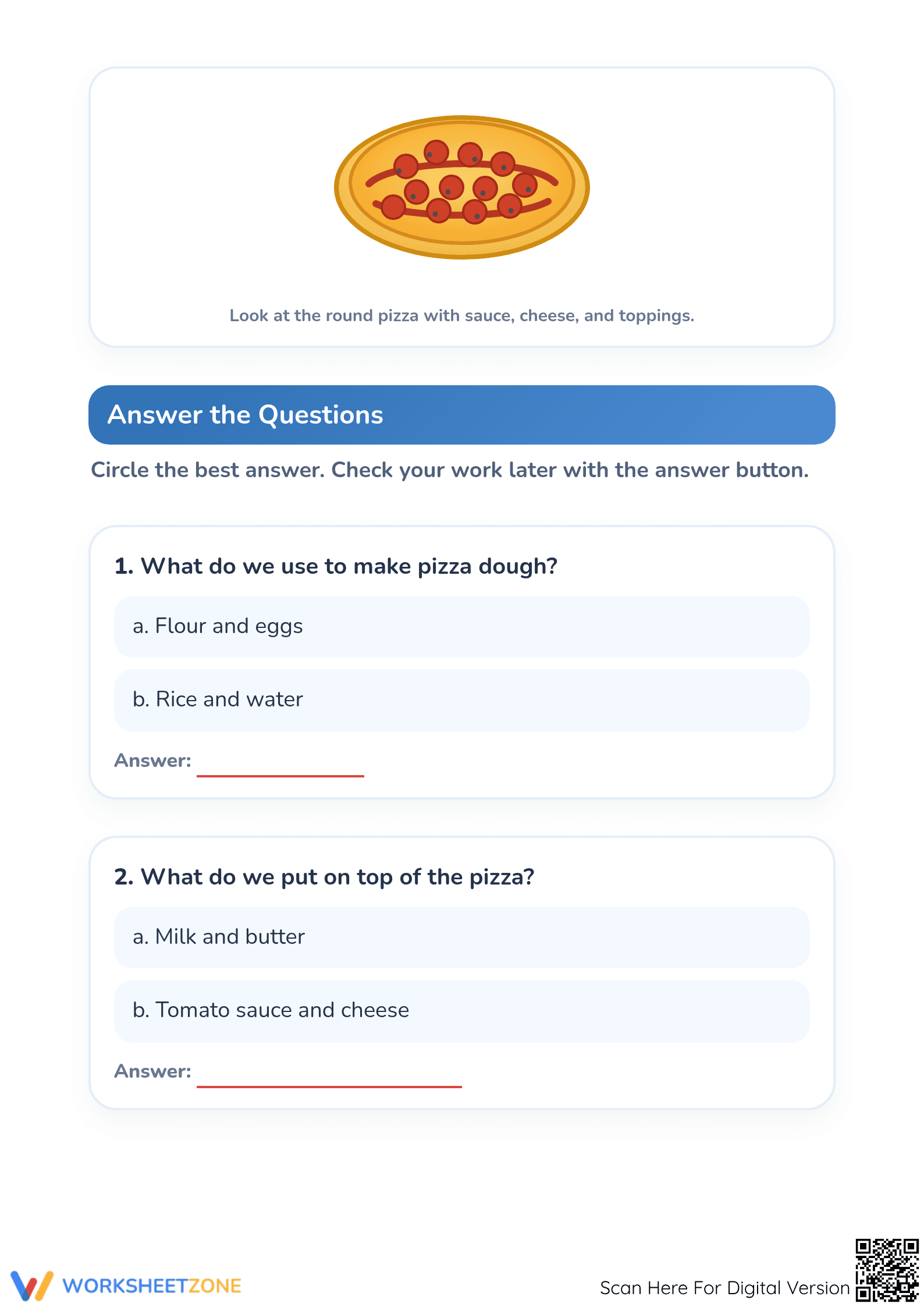 Printable Making Pizza Reading Worksheet | Grade K - Page 2
