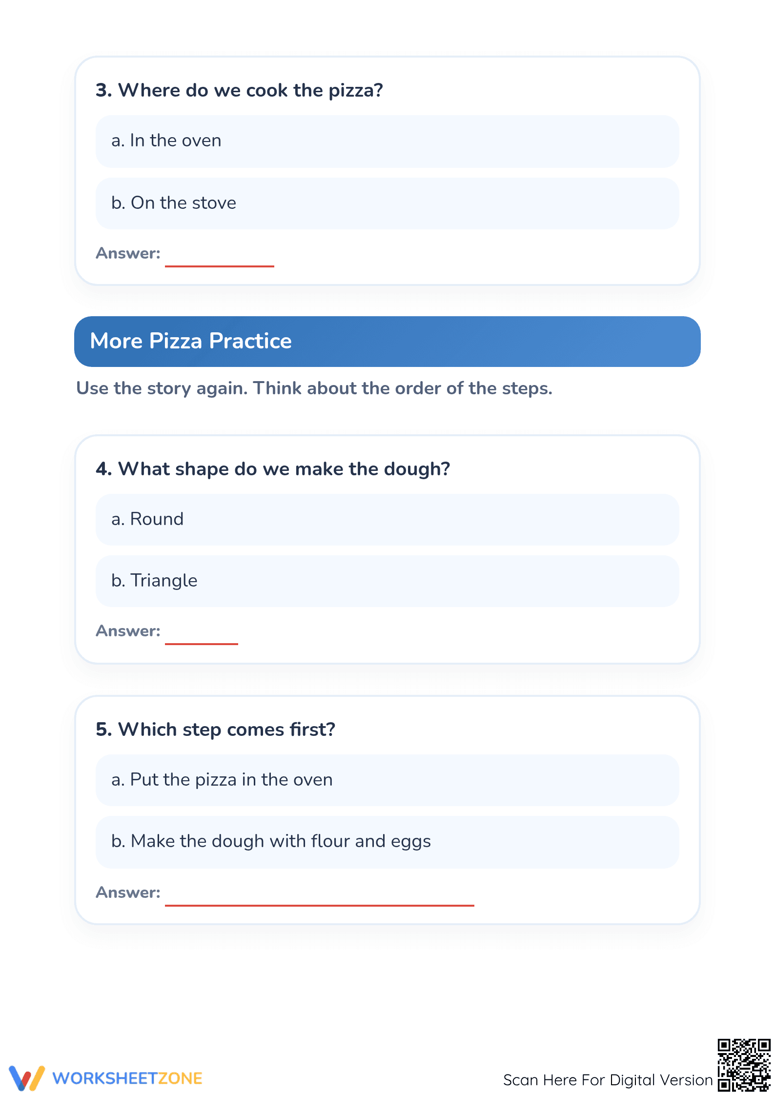 Printable Making Pizza Reading Worksheet | Grade K - Page 3