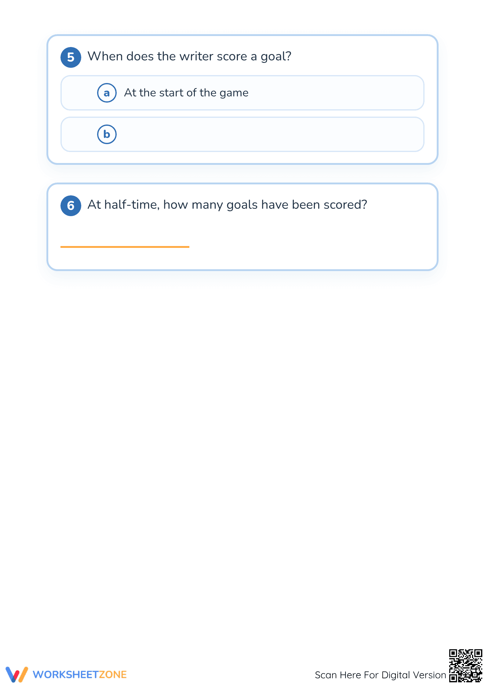 Printable Soccer Game Reading Worksheet | Kindergarten - Page 4