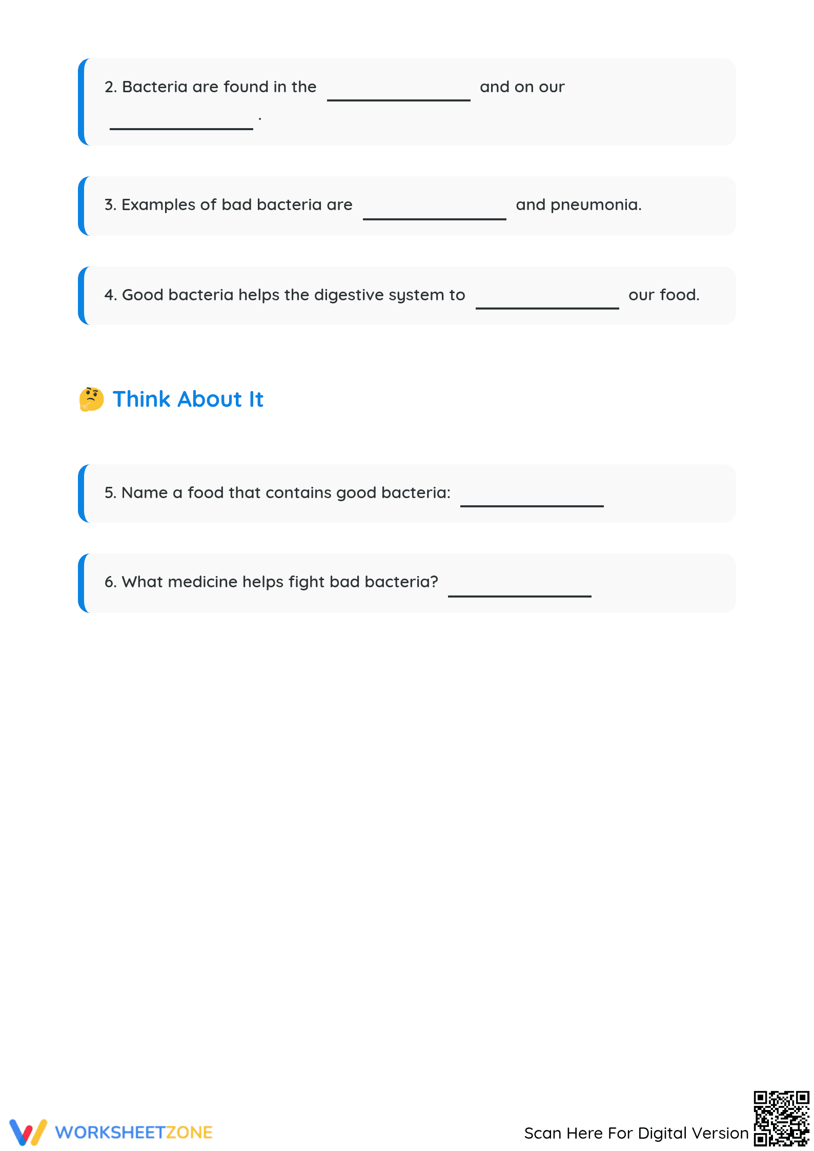 Printable Bacteria Reading Worksheet | Grade 1 ELA - Page 2