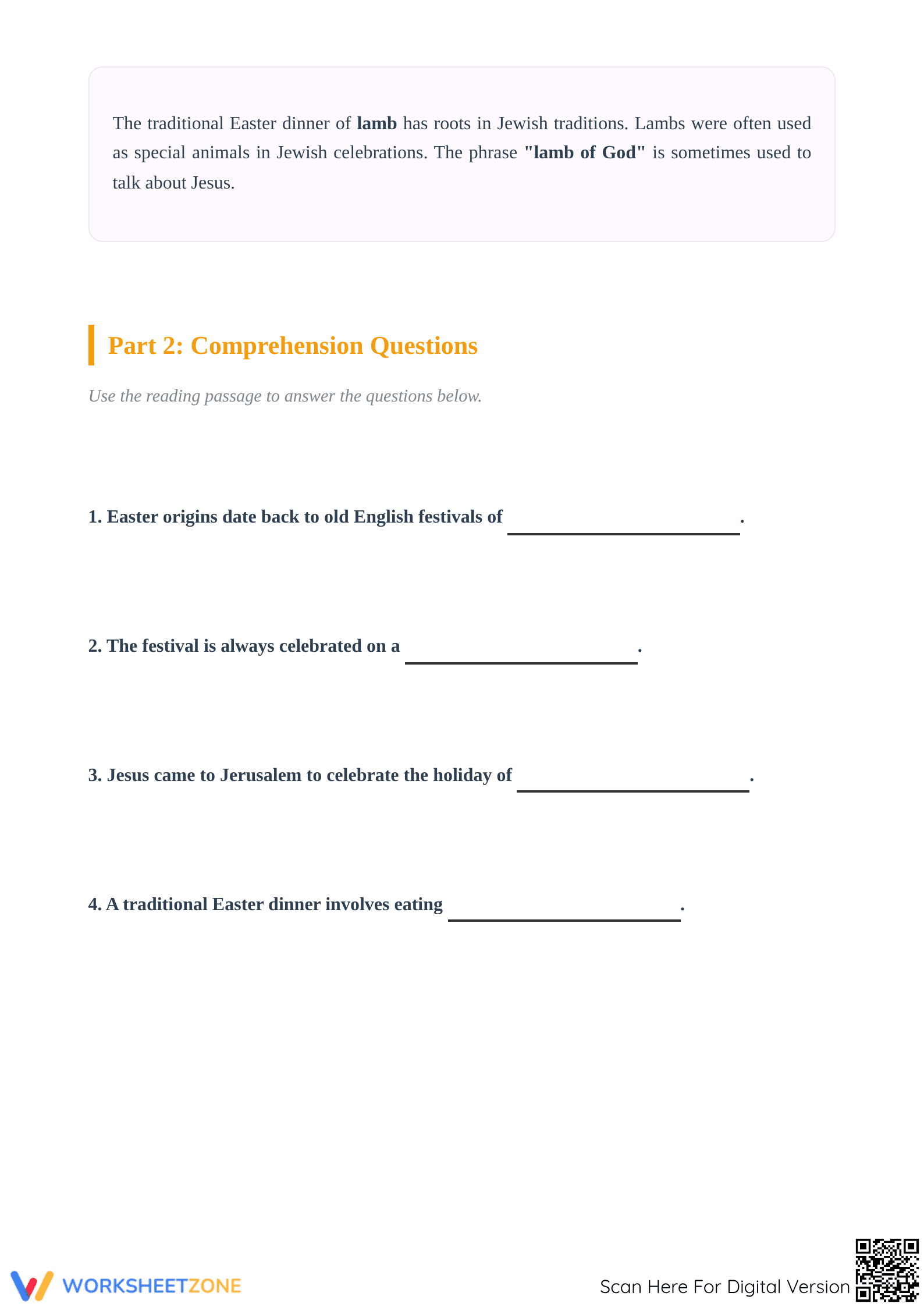Essential History of Easter Worksheet | Grade 1 Printable - Page 2