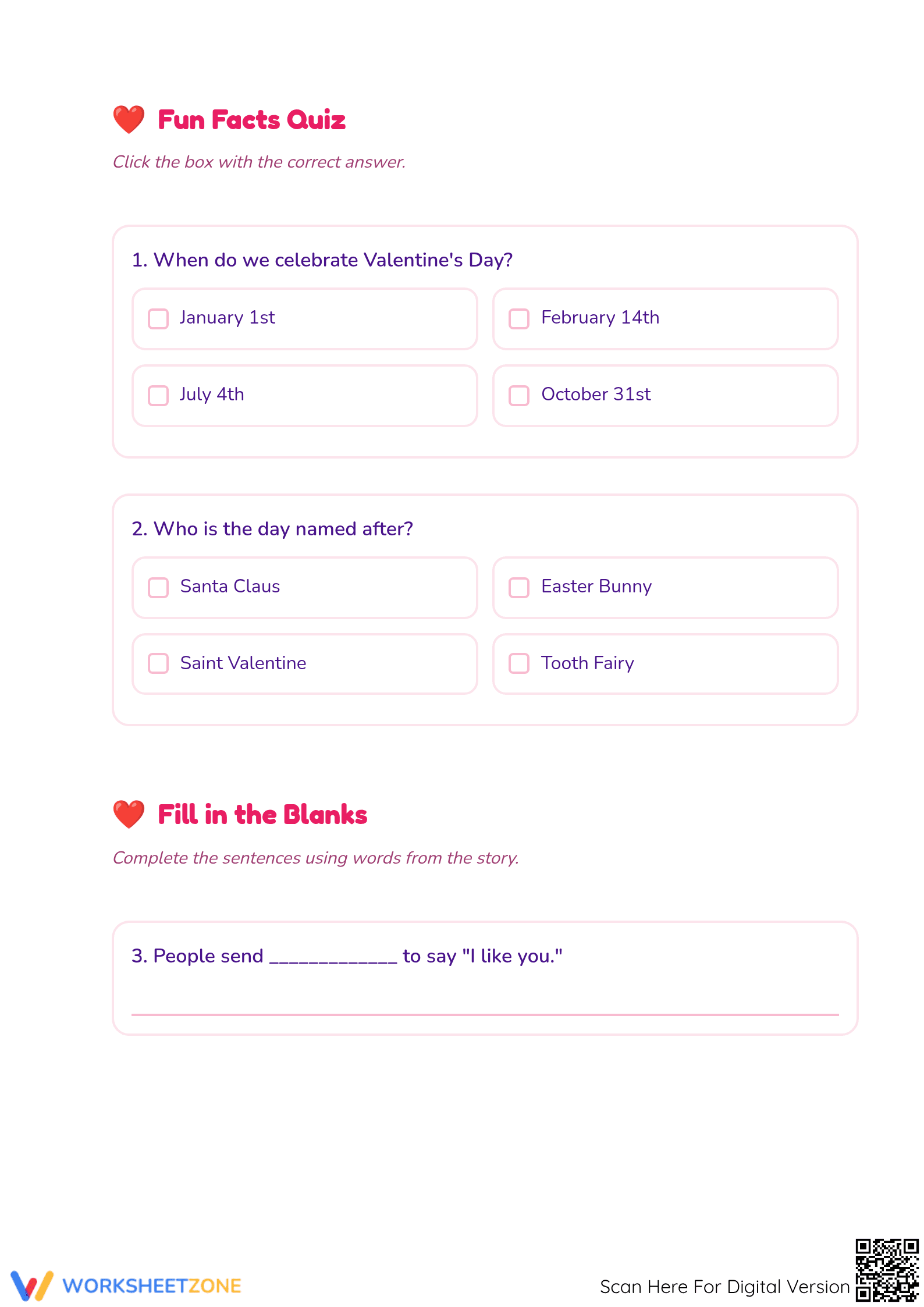 Essential History of Valentine's Day Worksheet | Grade 1 - Page 2