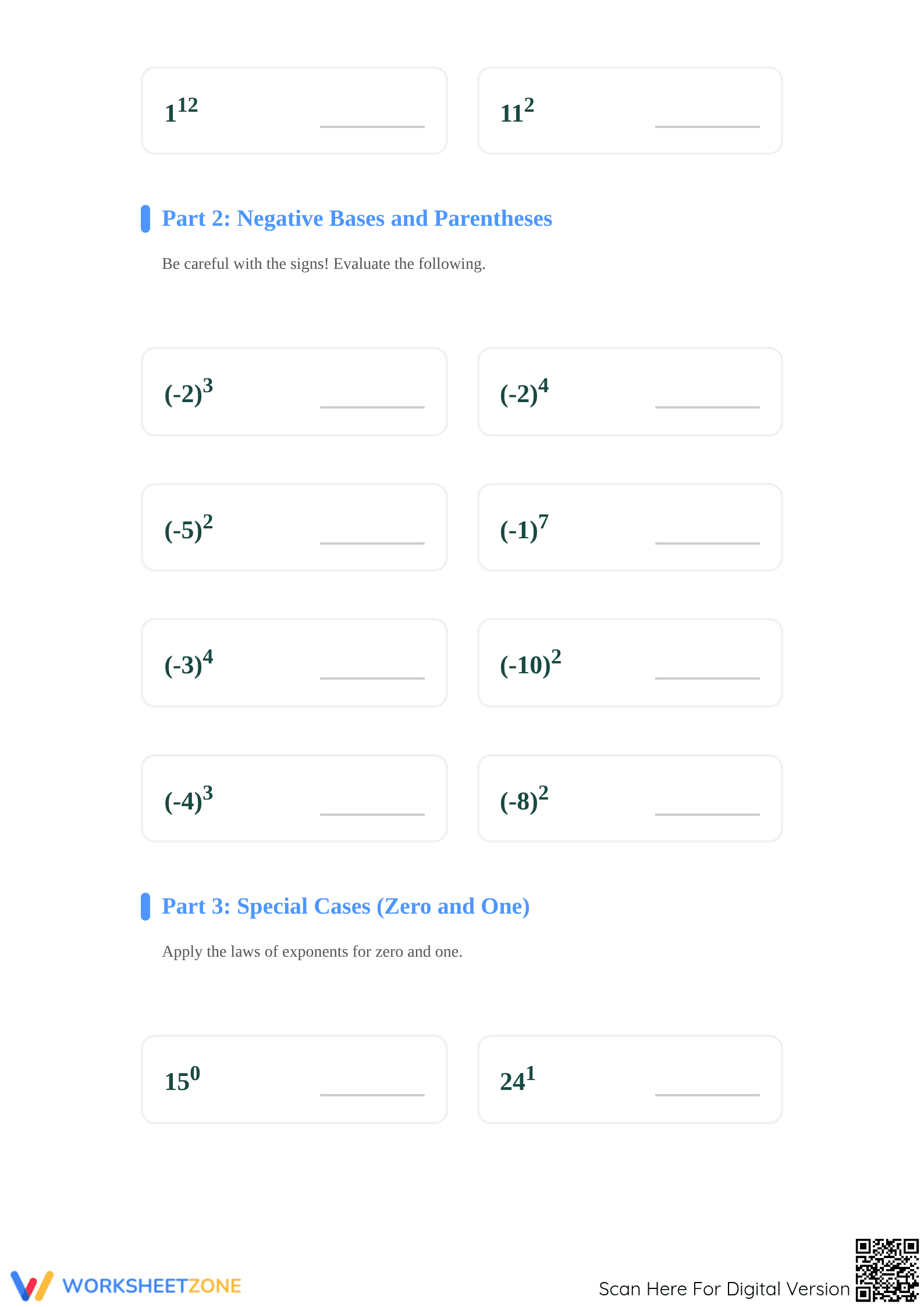8.EE.A.1 Worksheet: Exponents — Grade 8 Aligned - Page 2