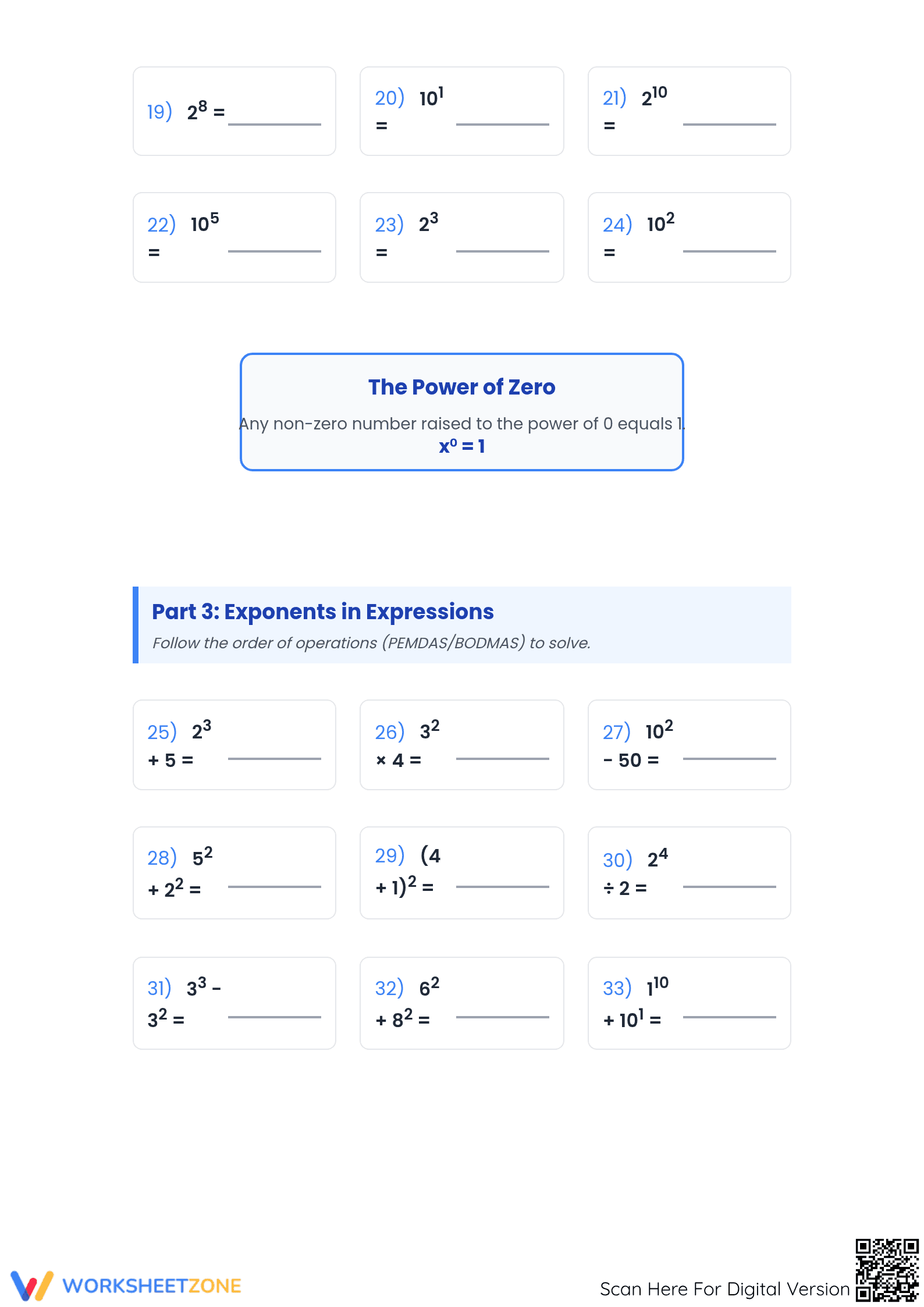 Evaluate Exponents Worksheet | Grade 6 Essential - Page 2