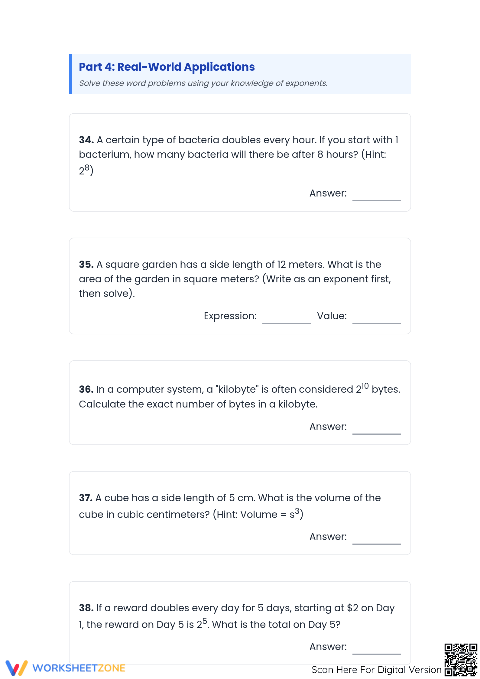 Evaluate Exponents Worksheet | Grade 6 Essential - Page 3