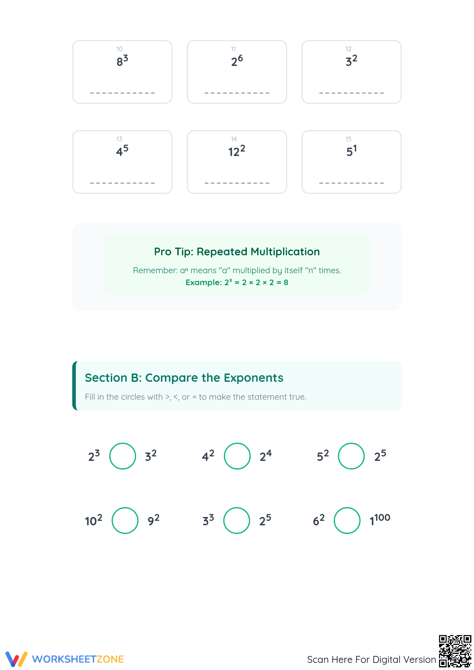 Essential Evaluate Exponents Worksheet | Grade 6 Math Guide - Page 2