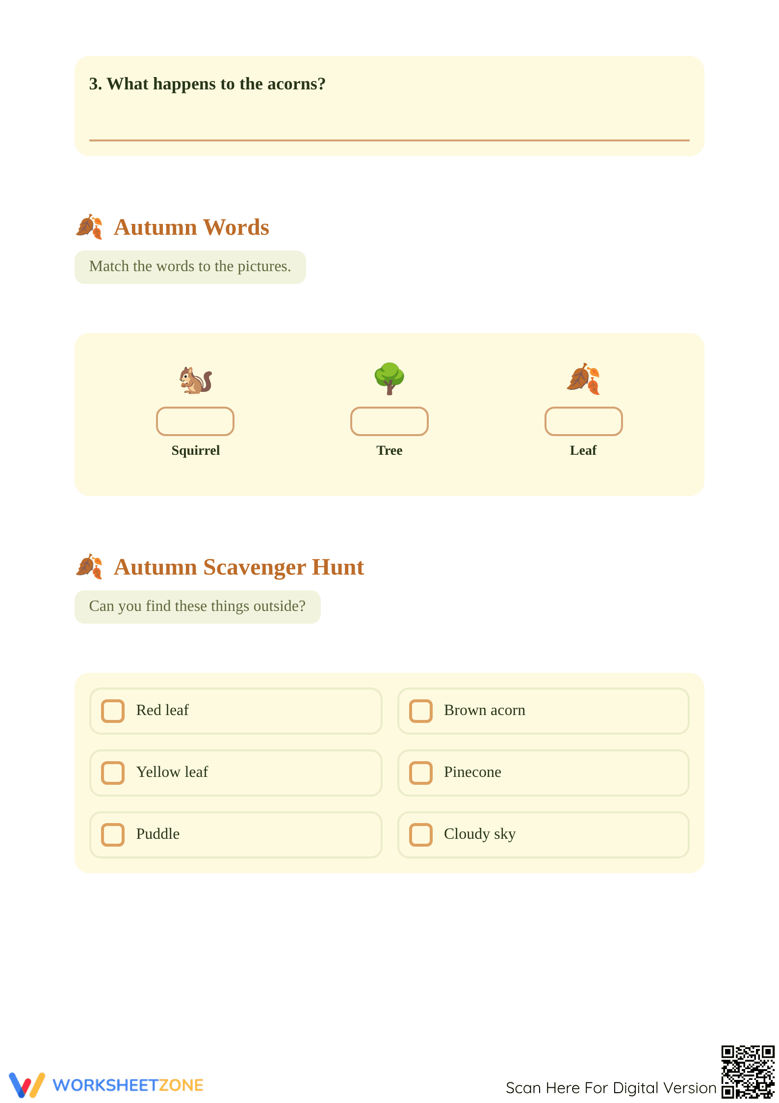 Grade 1 Autumn — Printable No-Prep Worksheet - Page 2