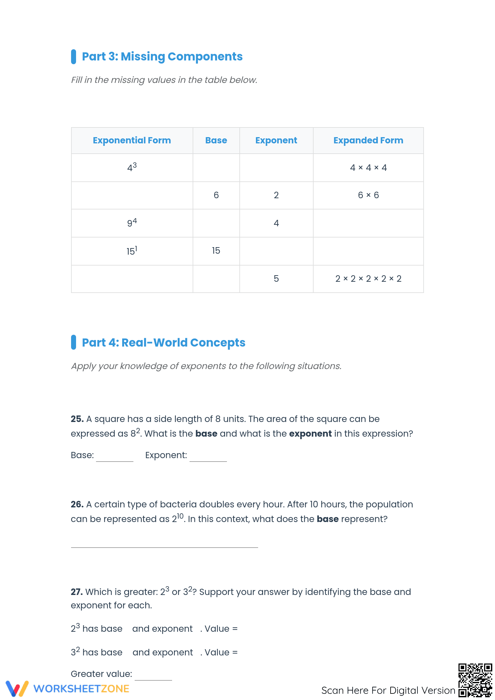 Essential Exponents Practice | Grade 6 Math Worksheet - Page 3