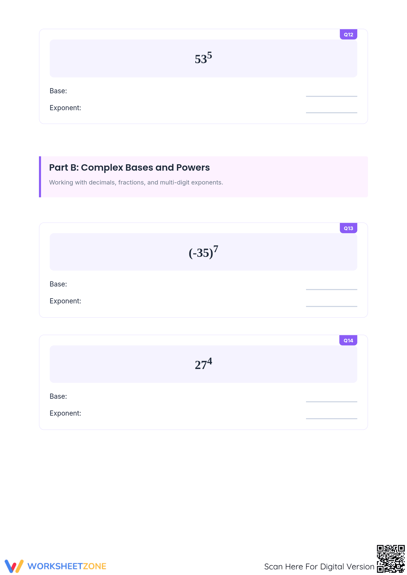 Identify Exponent and Base Worksheet | Printable Grade 6-8 - Page 4