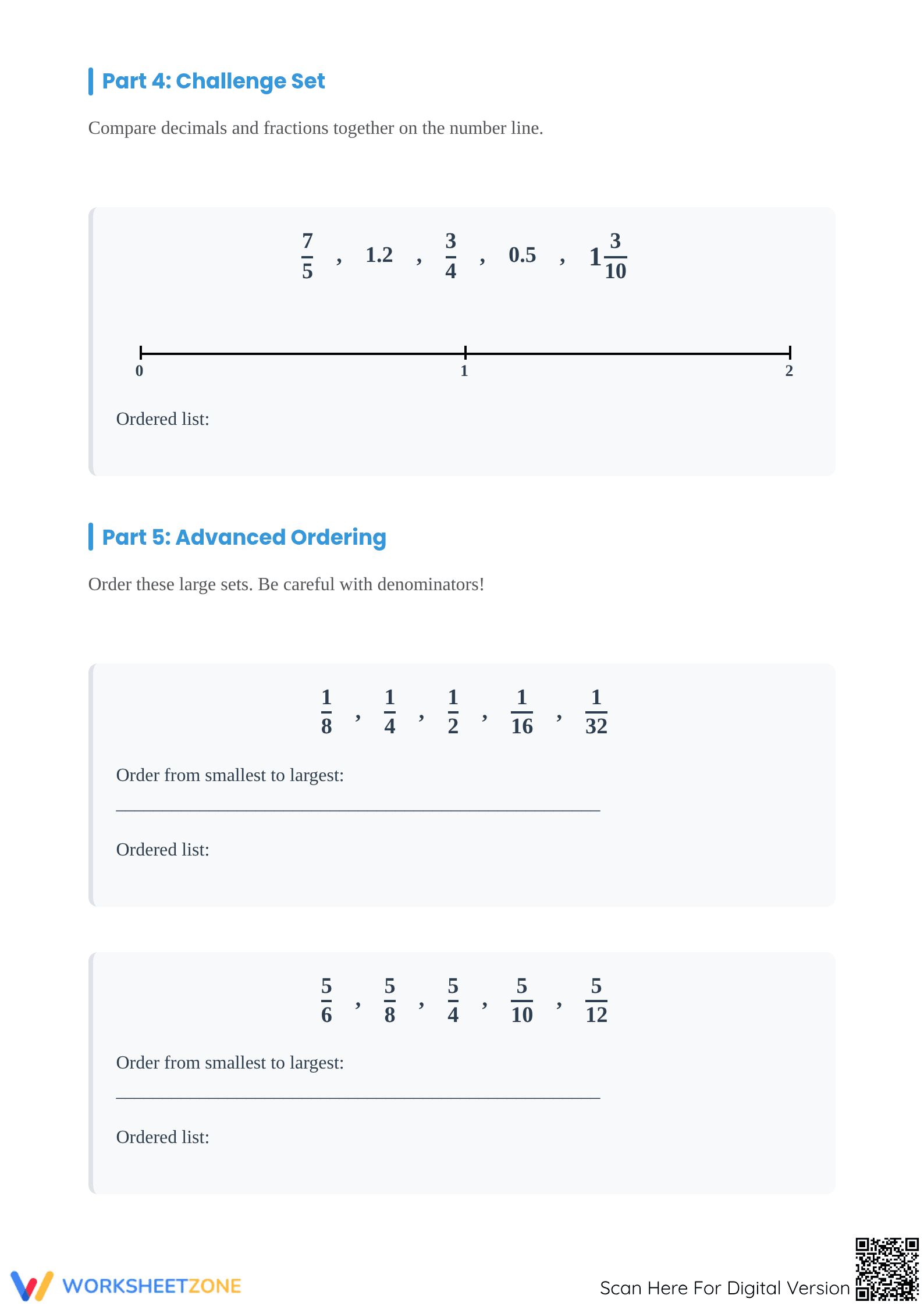 Essential Mastery: Ordering Fractions & Decimals on Number Line - Page 4
