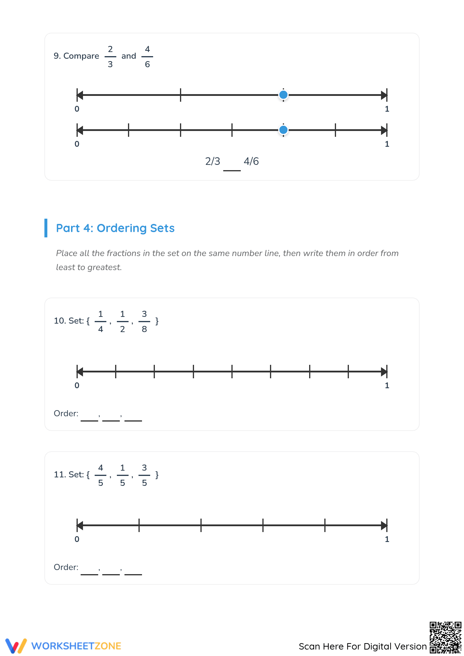 Essential Fractions: Number Line Worksheet (Grades 3-4) - Page 4