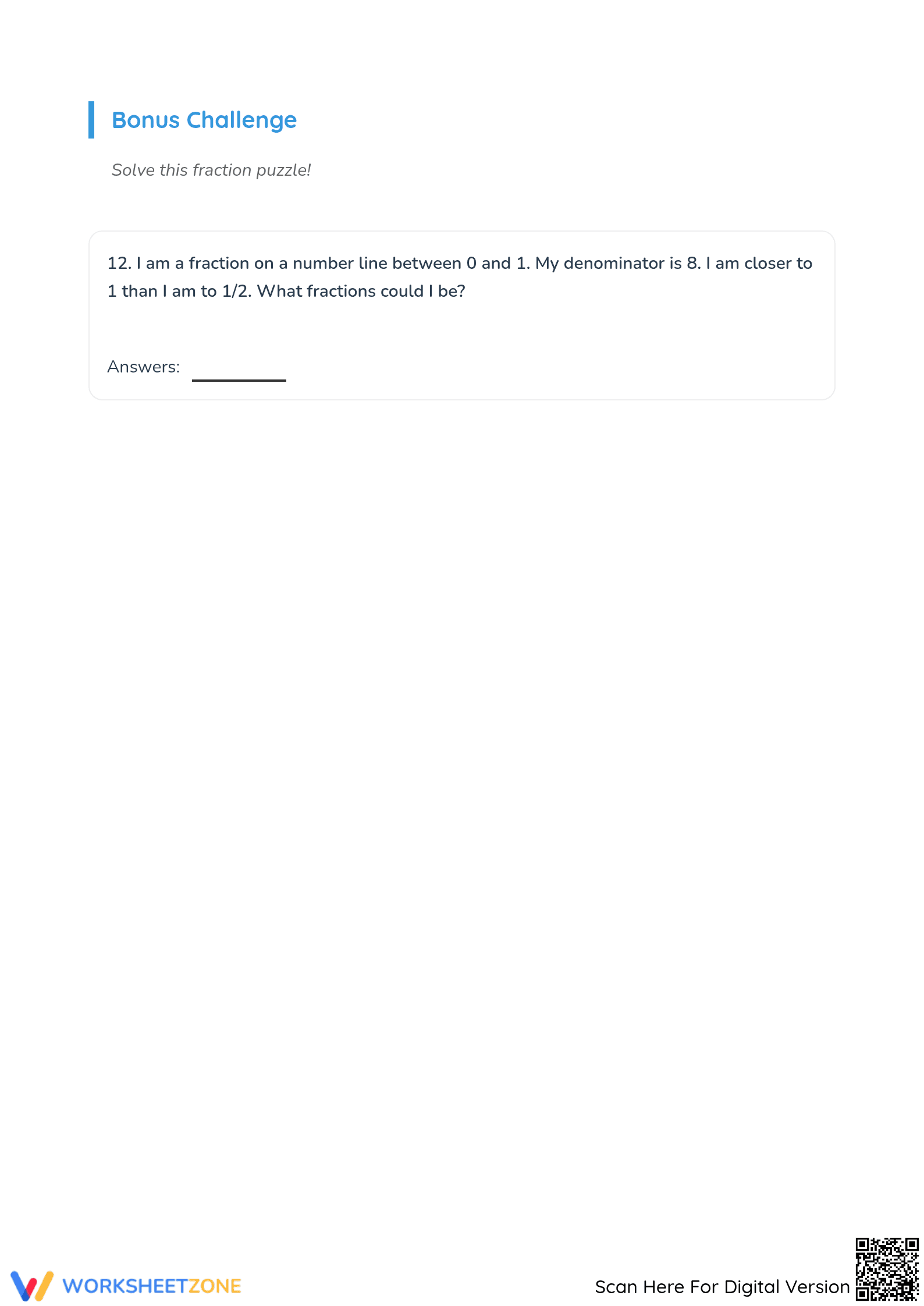 Essential Fractions: Number Line Worksheet (Grades 3-4) - Page 5