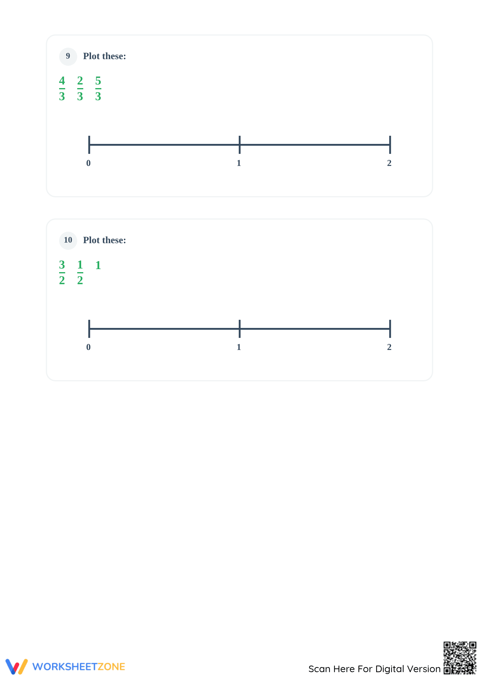 Printable Ordering Fractions on a Number Line Worksheet - Page 5