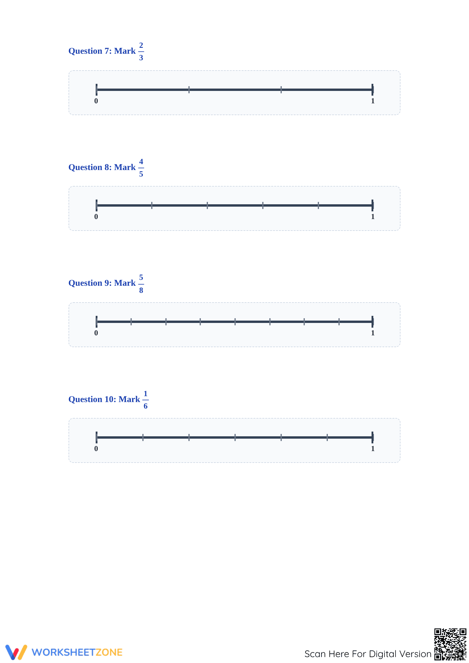 Ordering Fractions on a Number Line Printable Mastery Pack - Page 3