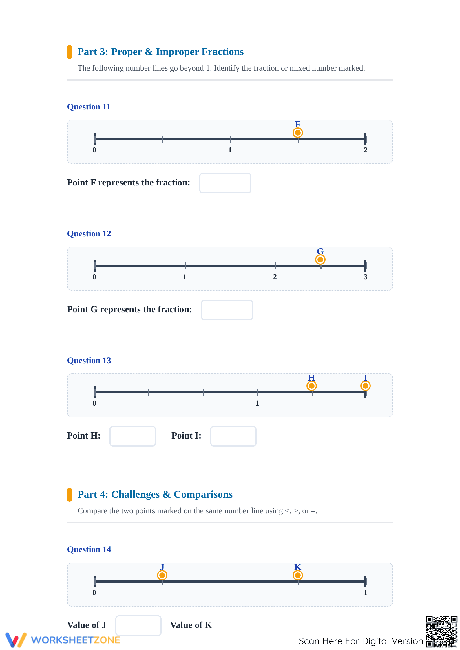 Ordering Fractions on a Number Line Printable Mastery Pack - Page 4