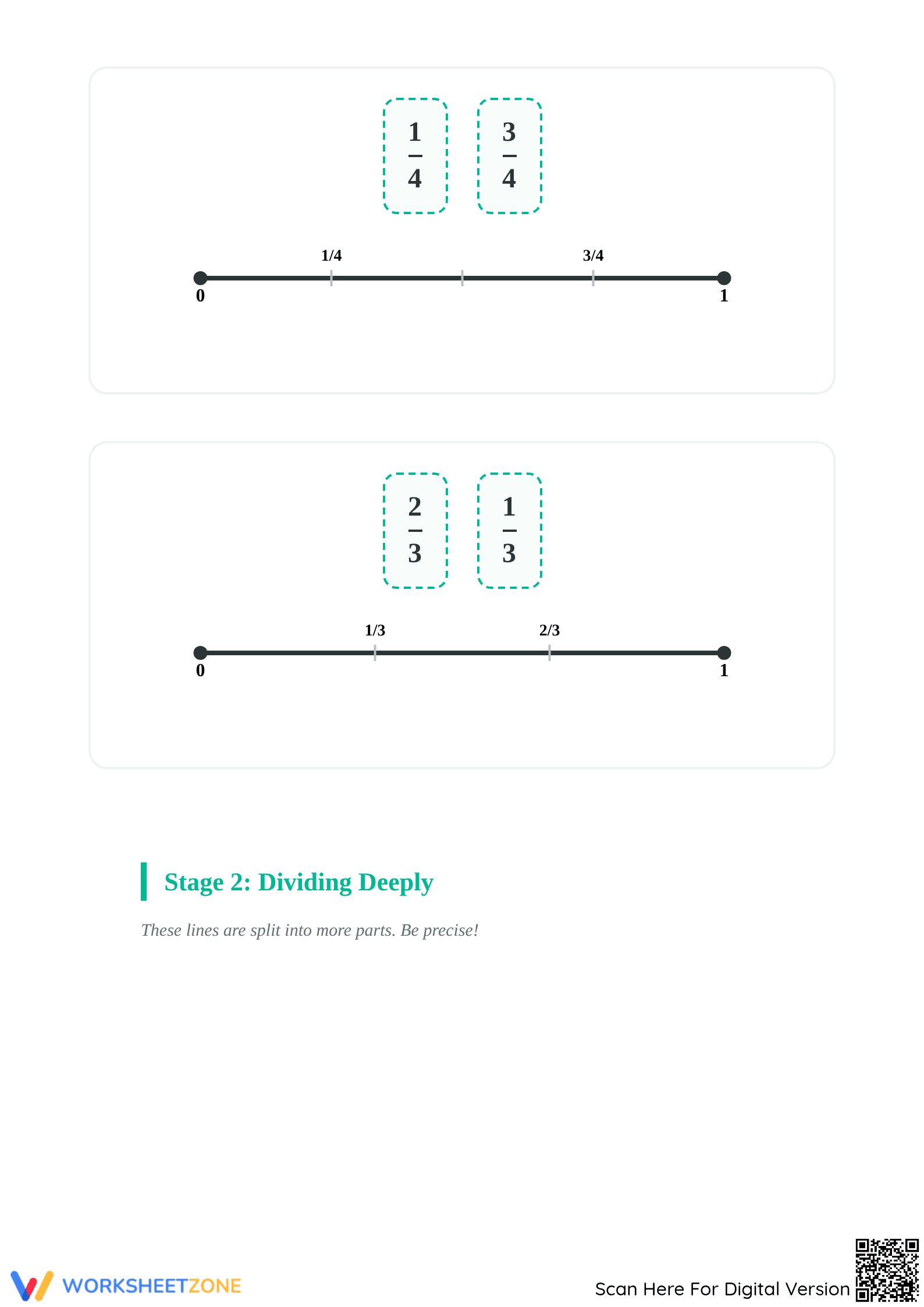 Essential Grade 3-5 Ordering Fractions on a Number Line - Page 2