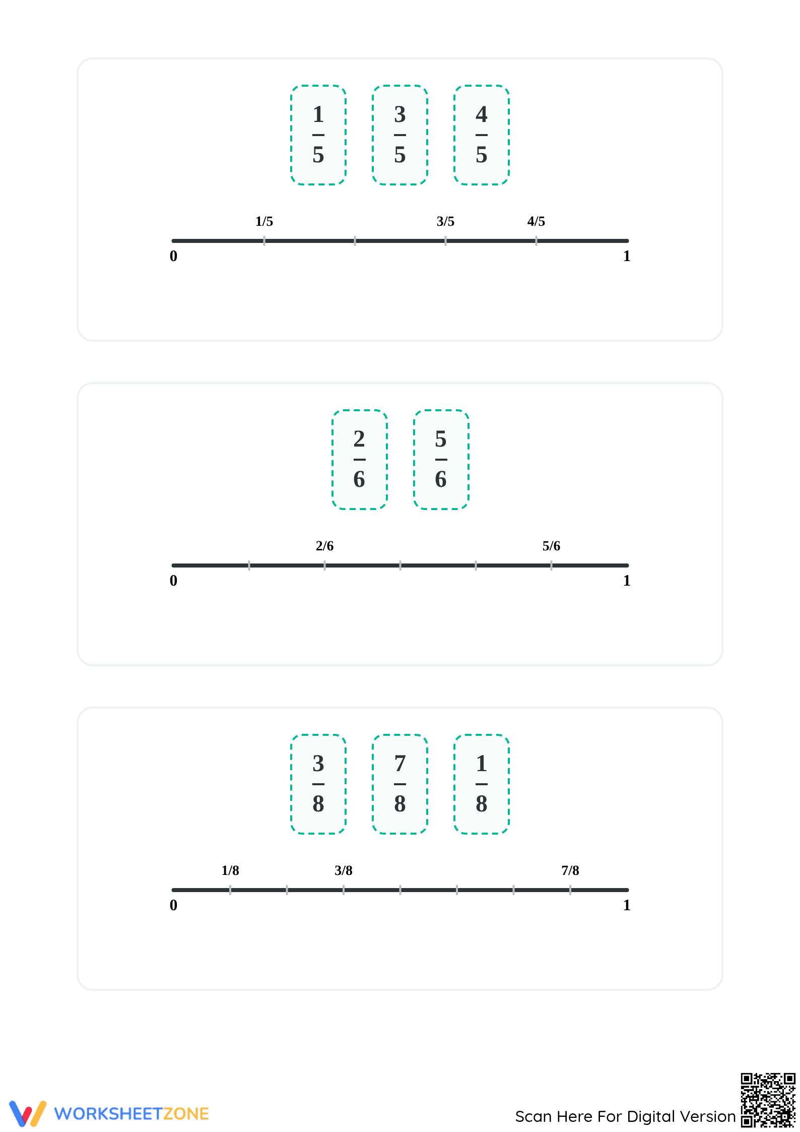Essential Grade 3-5 Ordering Fractions on a Number Line - Page 3