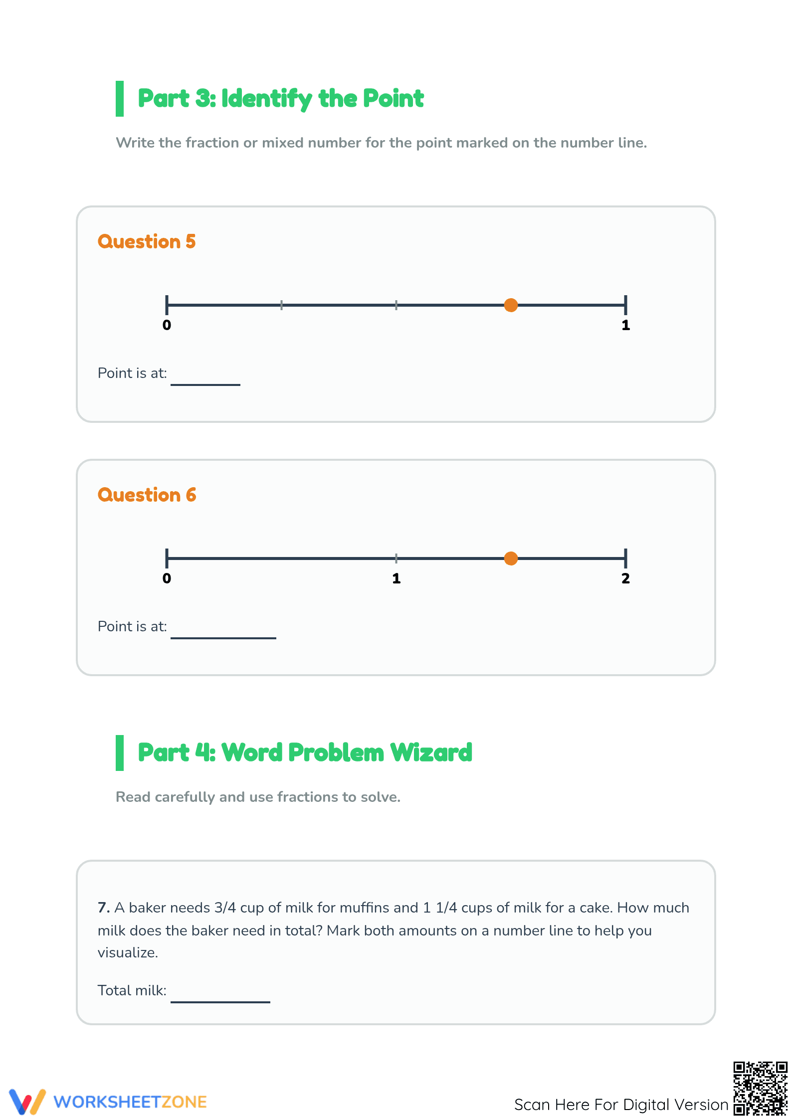 Ordering Fractions on Number Line | Printable Math - Page 3
