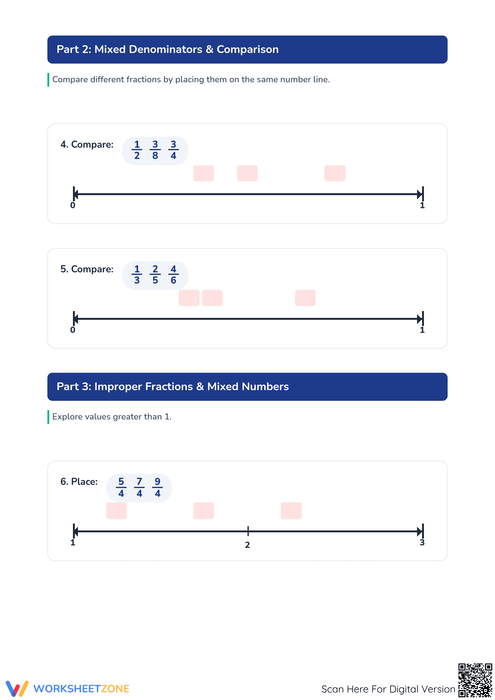 CCSS 4.NF.A.2: Fraction Ordering Worksheet — Essential - Page 2
