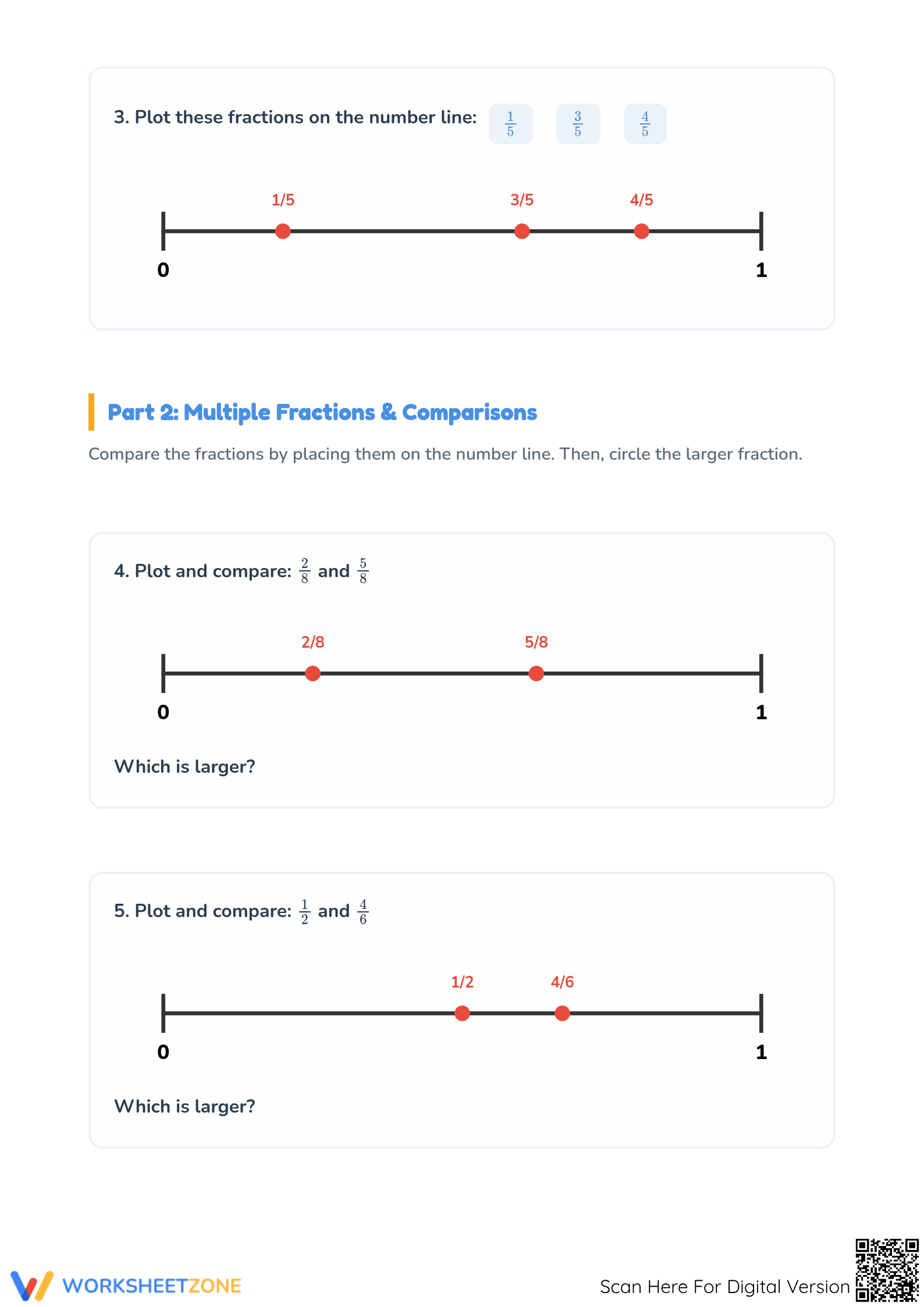 Grade 3-5 Ordering Fractions — Printable No-Prep Worksheet - Page 2