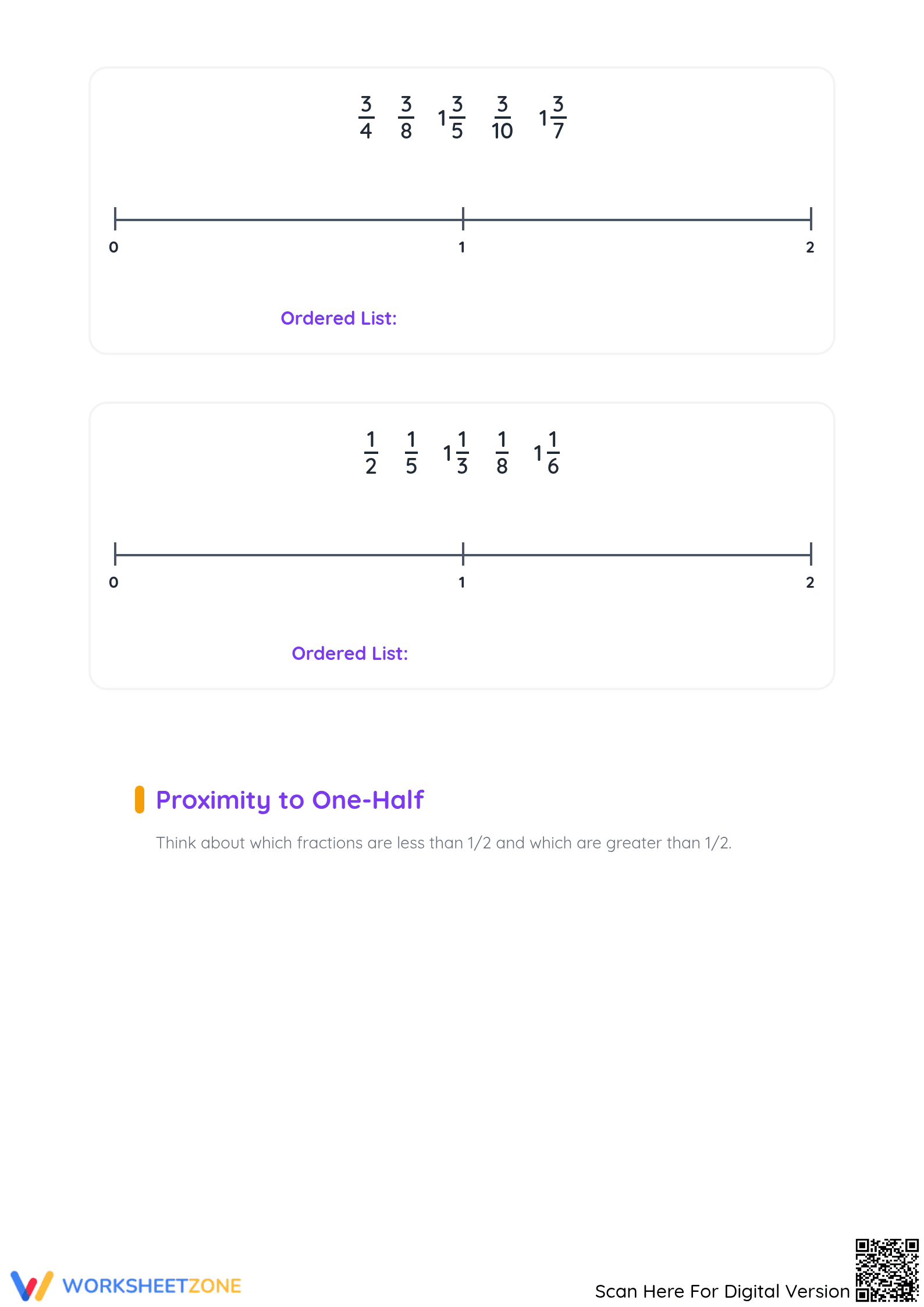 Essential Grade 3-5 Ordering Fractions on a Number Line - Page 3