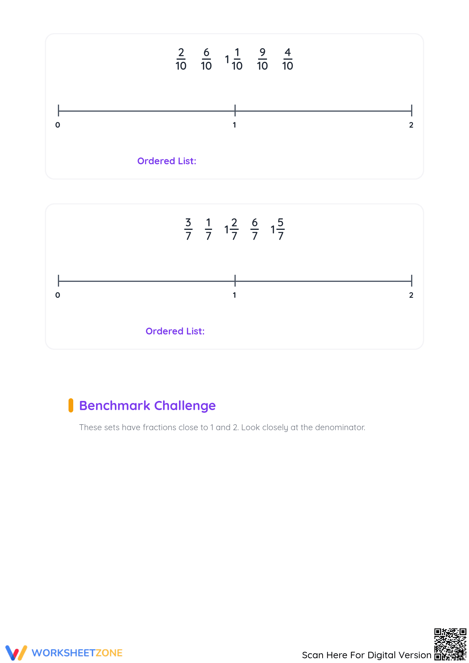 Essential Grade 3-5 Ordering Fractions on a Number Line - Page 4